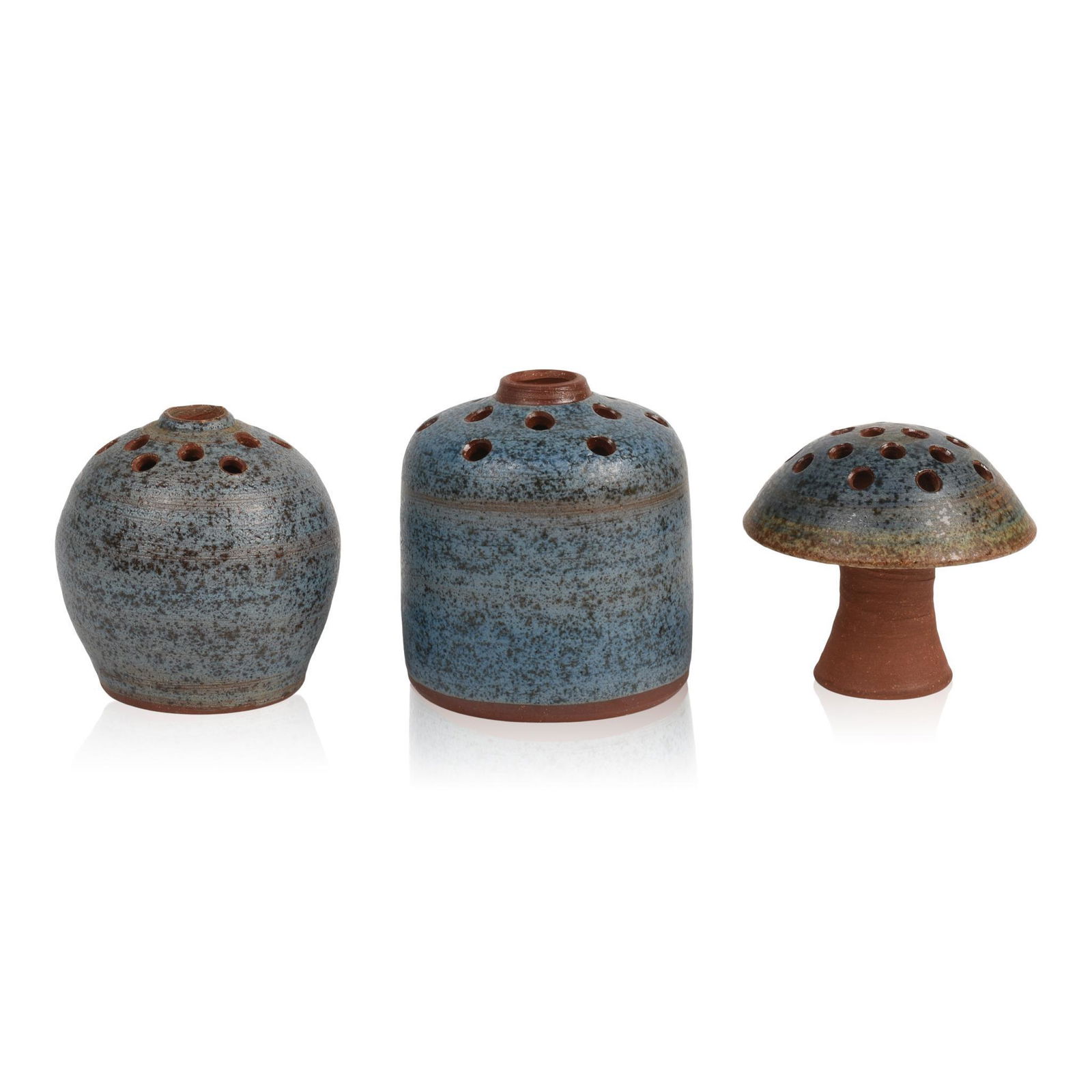 Three Denis Vibert Signed Studio Pottery Flower Frogs (1 of 4)