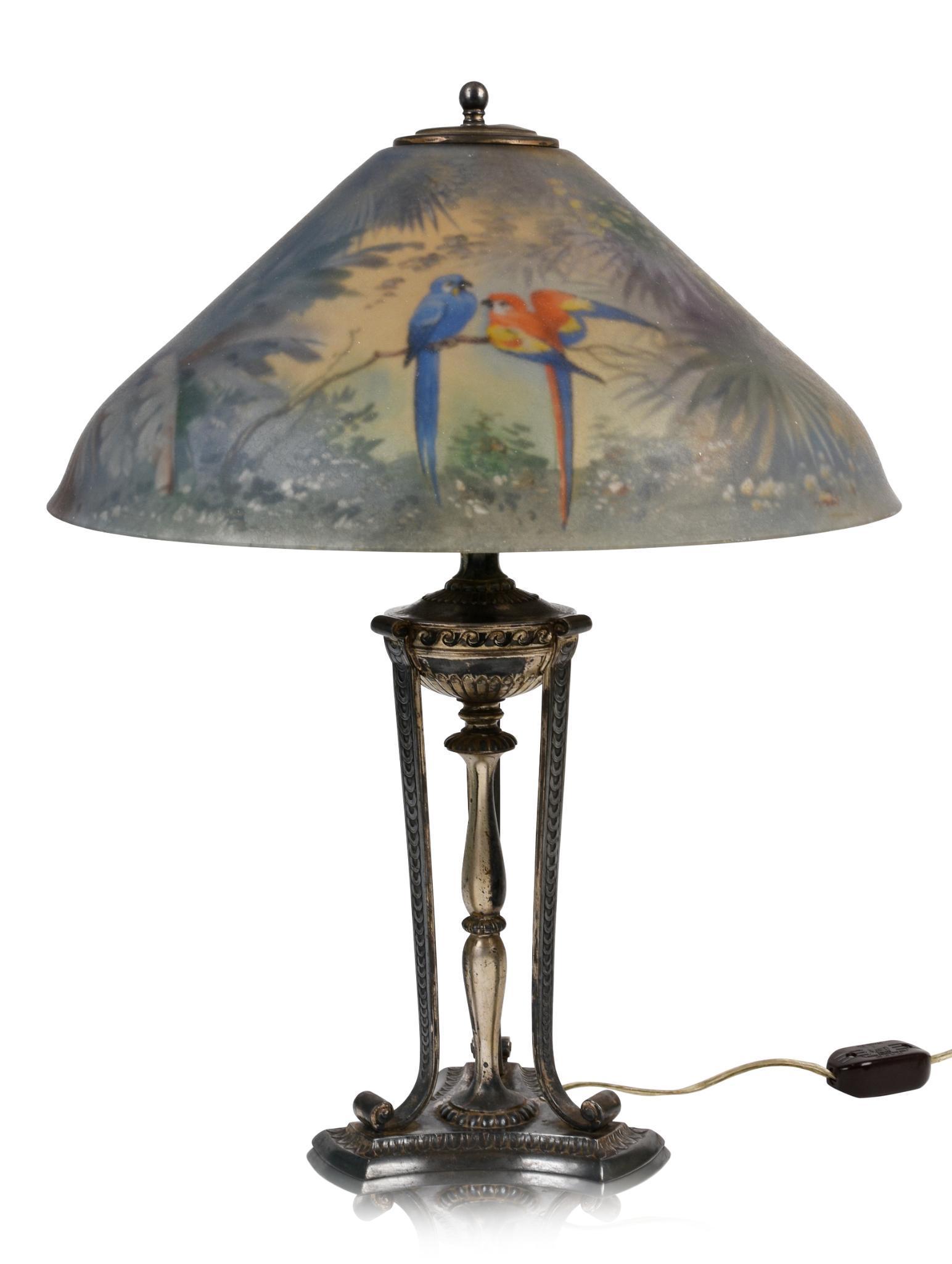Pairpoint Jungle Bird Reverse Painted Table Lamp. (1 of 3)