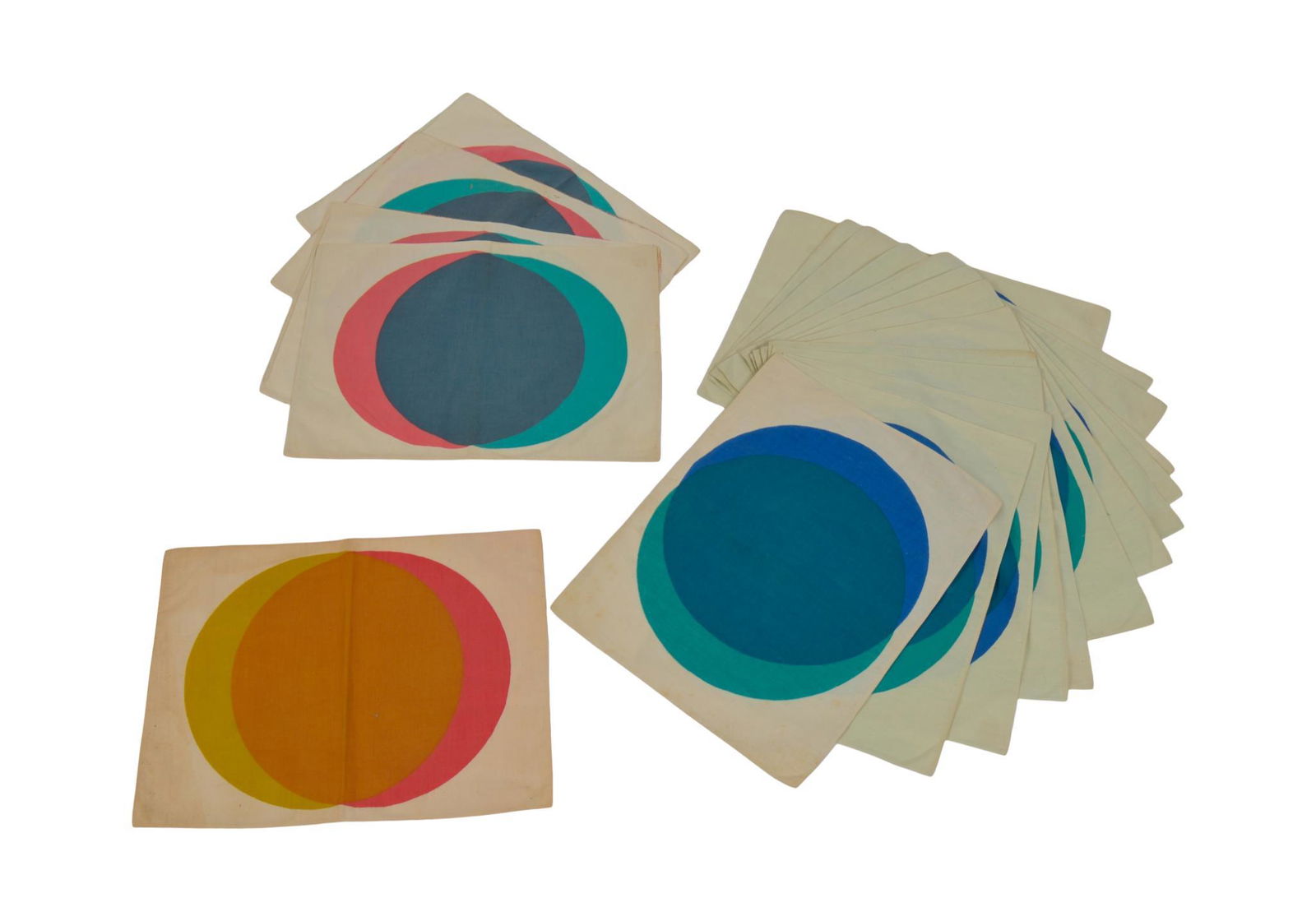 Eighteen Danish Modern Placemats.: Designed by Rolf Middelboe, c. 1960, most signed with label. 13 x 17 inches.