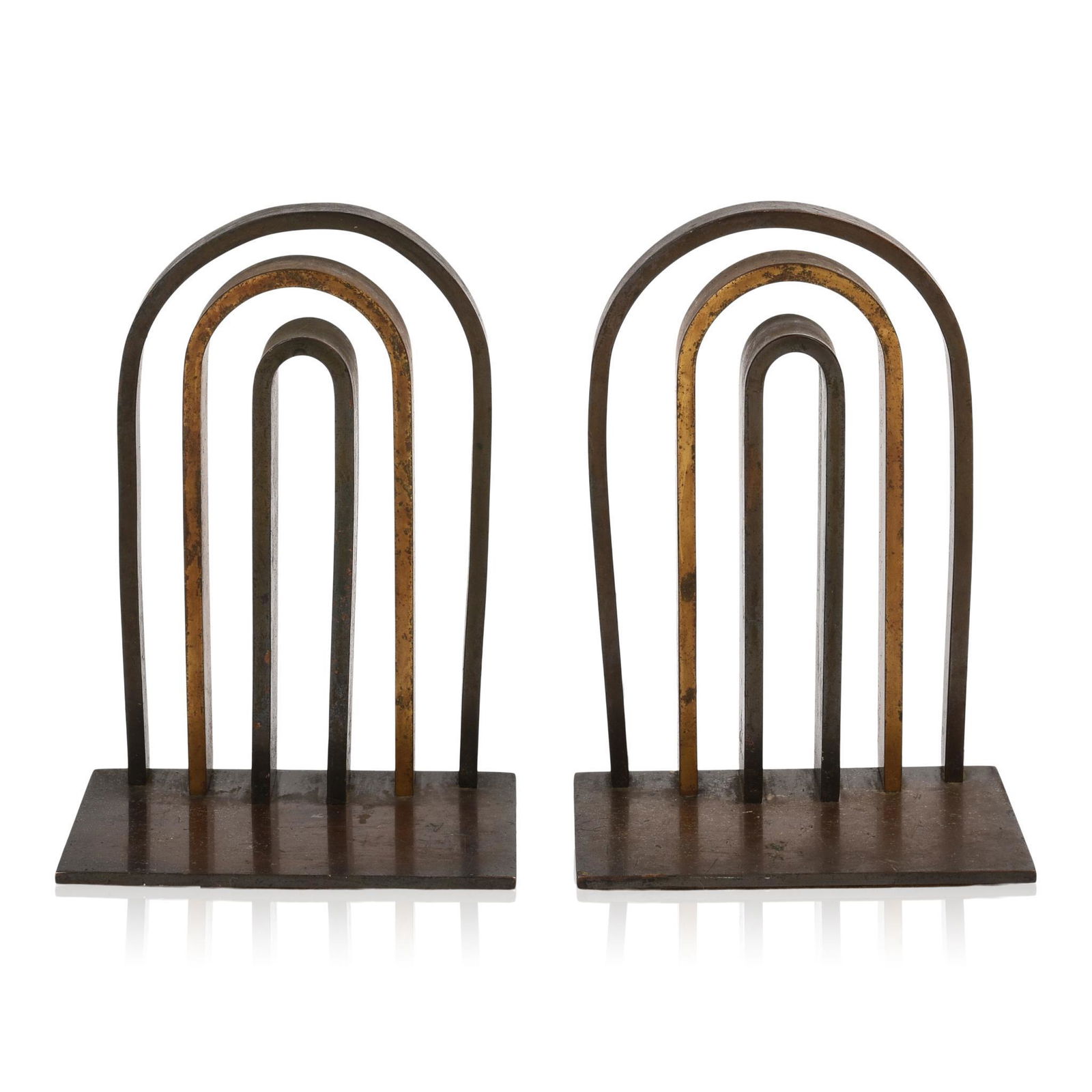 Walter Von Nessen for Chase Metal Bookends: Each with Chase mark, height 6 inches.