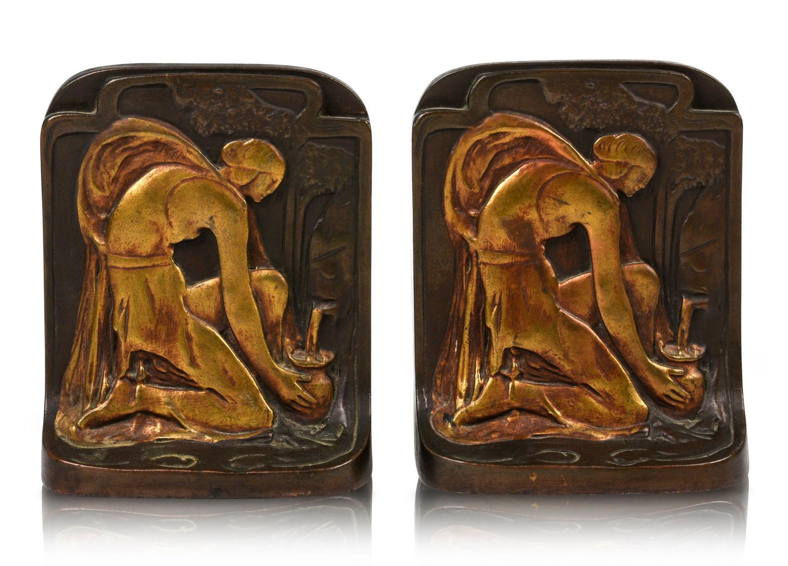 Pair of Art Nouveau Cast Metal Bookends. (1 of 3)