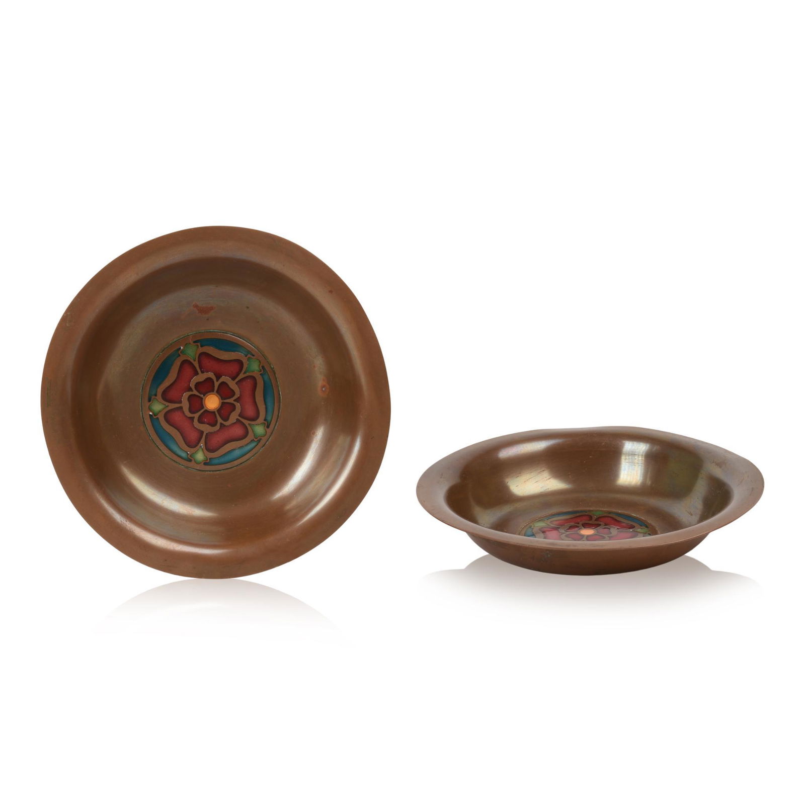 Two English Arts and Crafts Copper and Enamel Bowls (1 of 2)