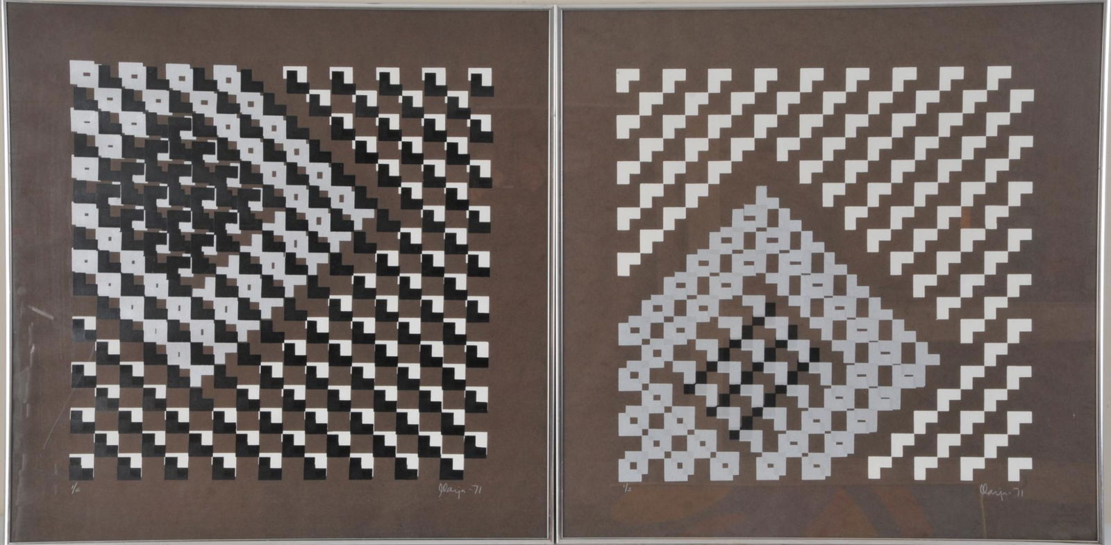 Two Geometric Block Prints, 1971. (1 of 3)