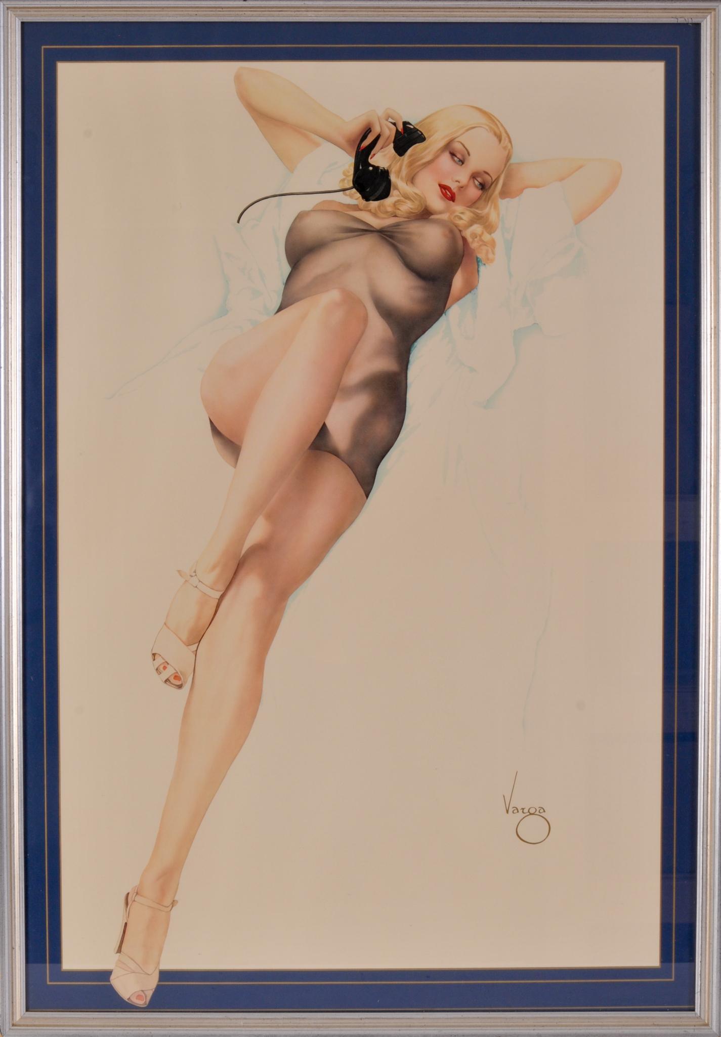Large Varga Girl Pinup Poster.: 39.5 x 28.5 inches, framed.