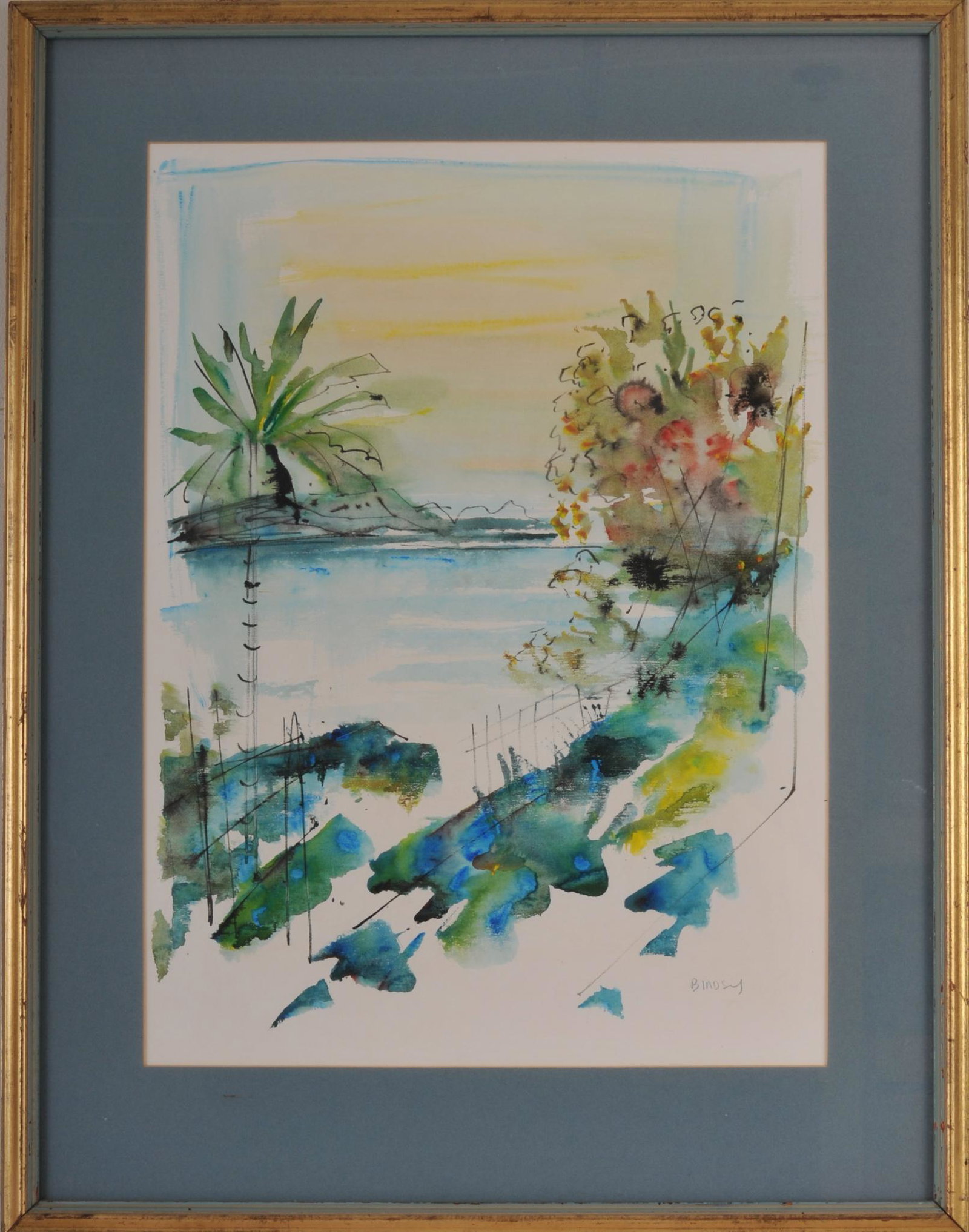 Alfred Birdsey Bermuda Watercolor: (Bermuda 1912-1996), signed lower right, framed, 29 x 23 inches.