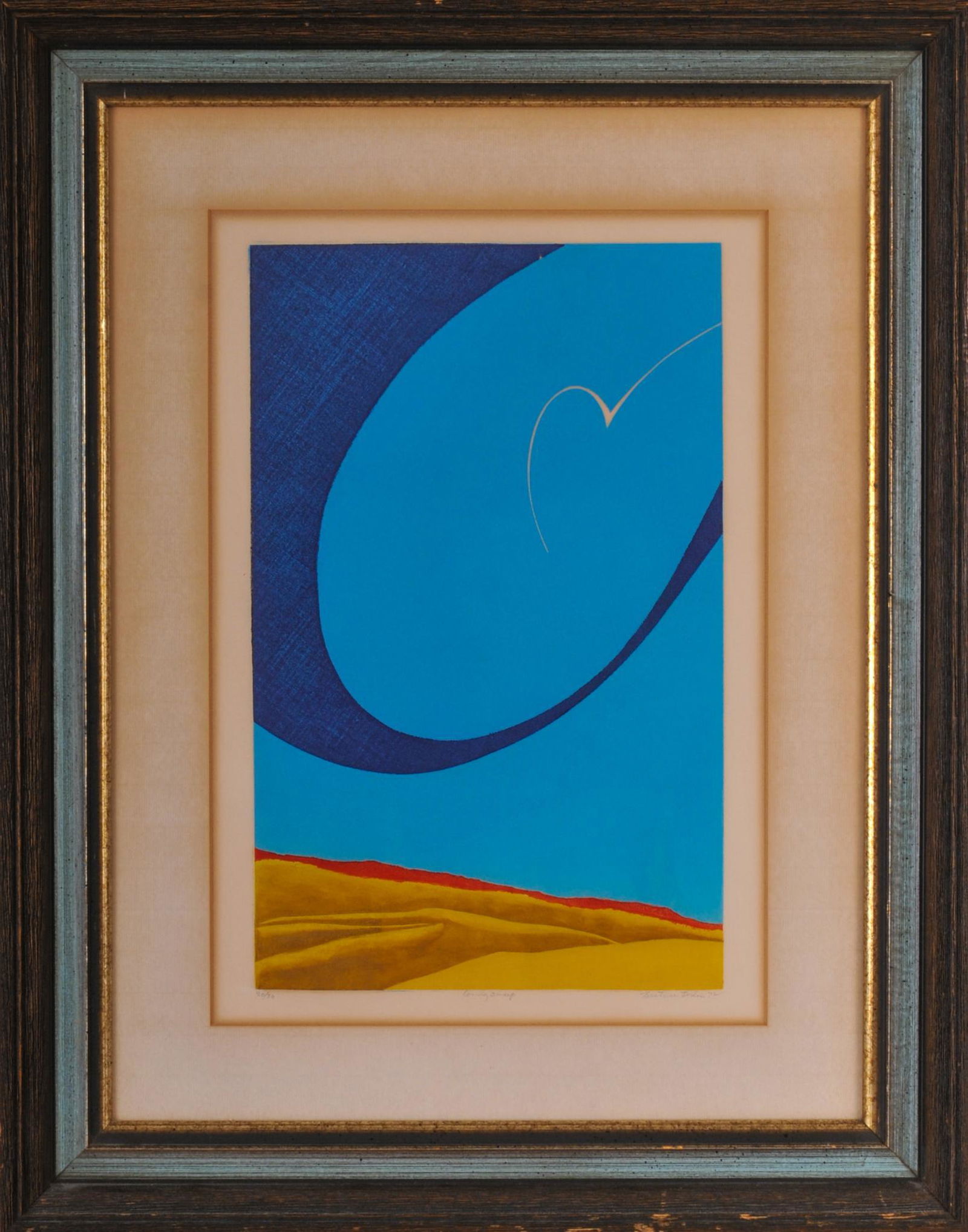 Beatrice Winn Berlin Screenprint.: (Pennsylvania 1922-2010), image 17 x 10.75 inches, pencil signed, dated 1972, and numbered 20/30 in lower margin, titled Wing Sweep, framed .