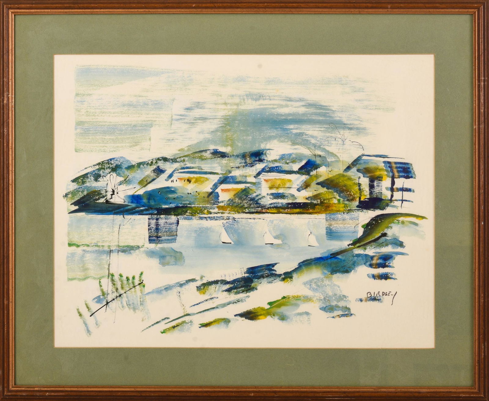 Alfred Birdsey (1912 - 1996). Harbor With Sailboats. (1 of 2)