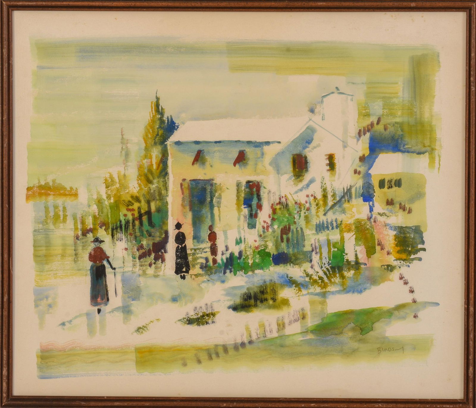 Alfred Birdsey (1912 - 1996). Village Scene With Figures (1 of 2)