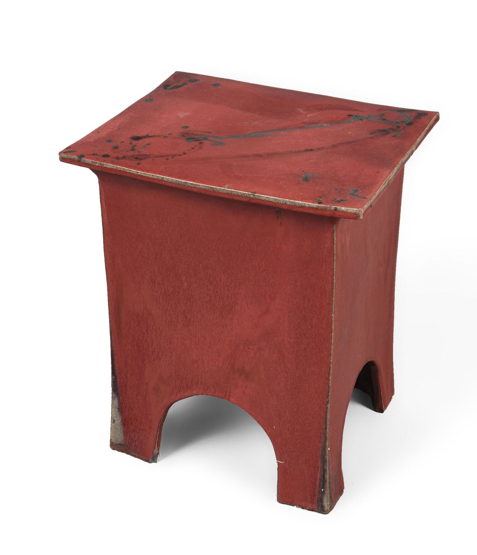 Ceramic Side Table With Red Glazed Finish. (1 of 5)