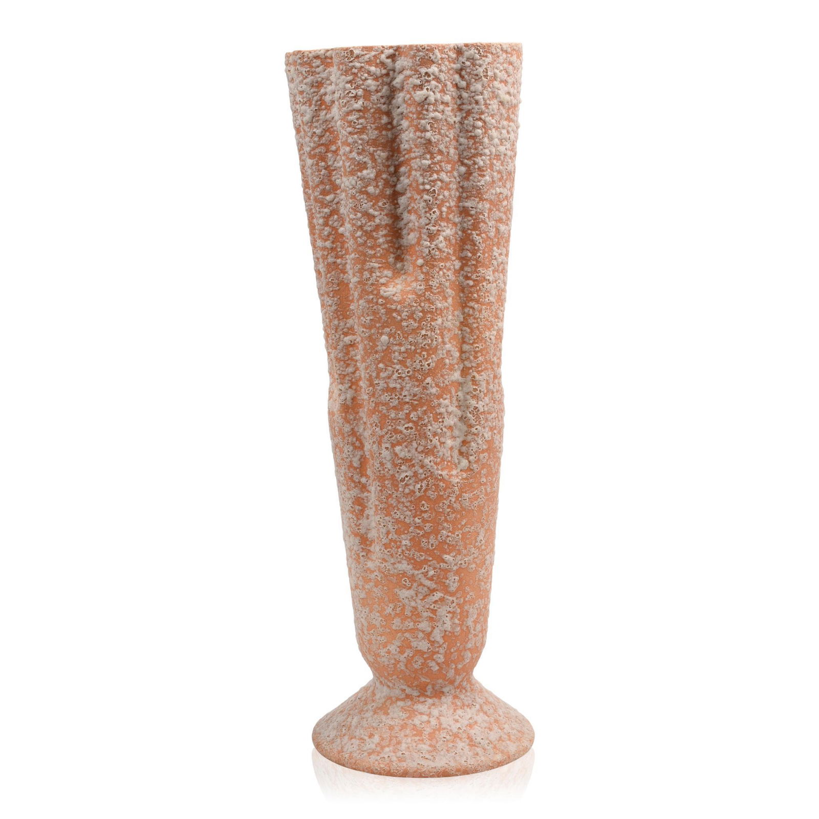 Large Mottled Glaze Orange Vase. (1 of 5)