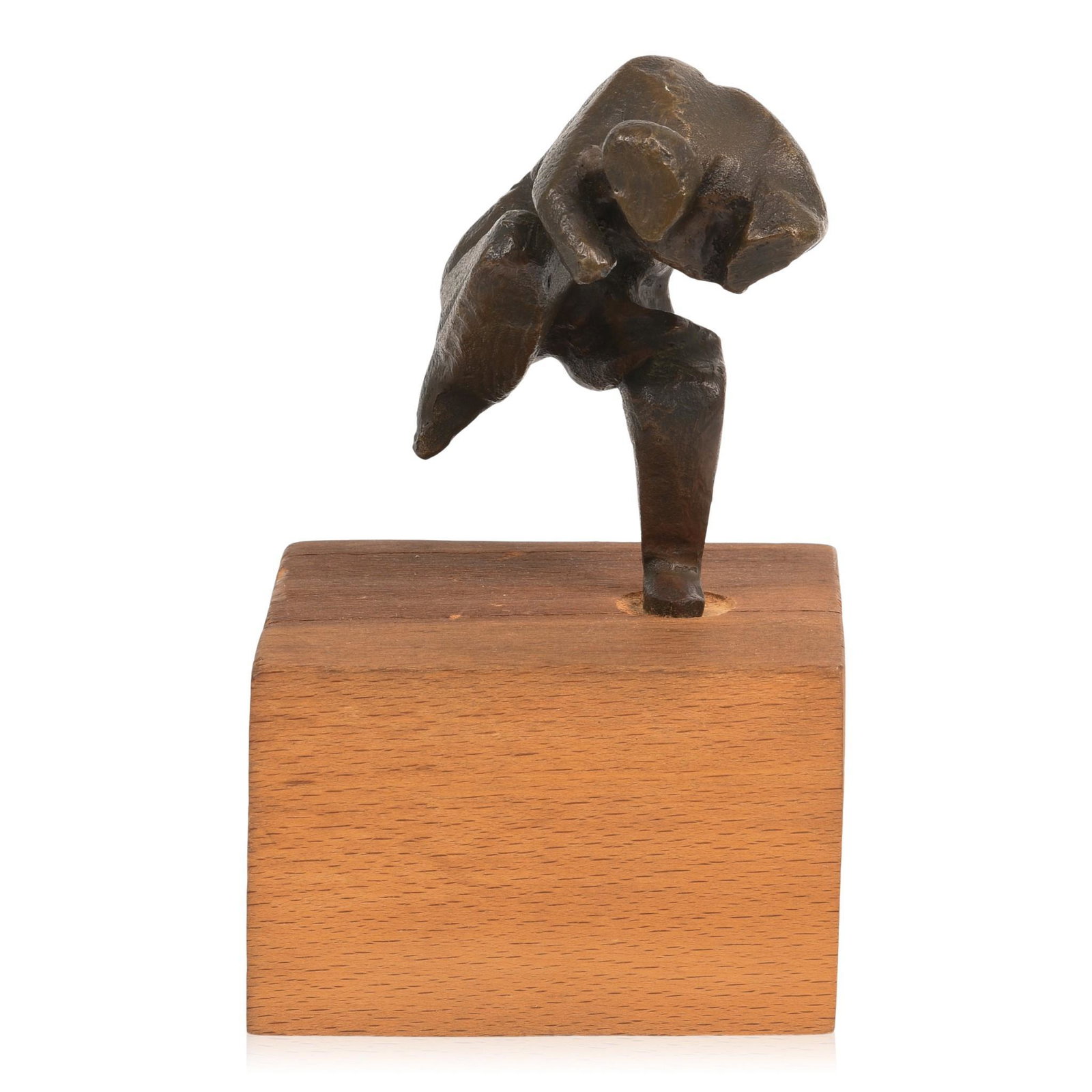 Cast Bronze Sculpture of a Woman.: Height including wooden base 7 inches.