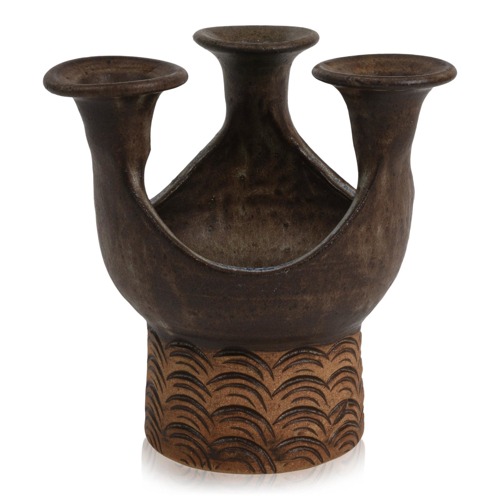 Puerto Rican Studio Potttery Candlestick.: Height 7.25 inches, signed Puerto Rico Artesanos at base.
