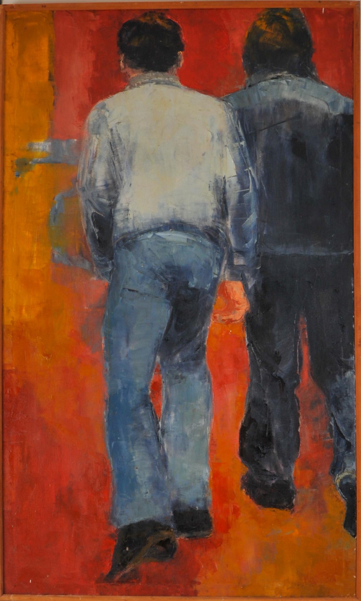 Very Large Mid Century Painting of Two Men. (1 of 1)