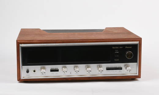 Sansui 4000 Stereo Receiver.: With original manual, powers on, right channel weak. Break to side of case.