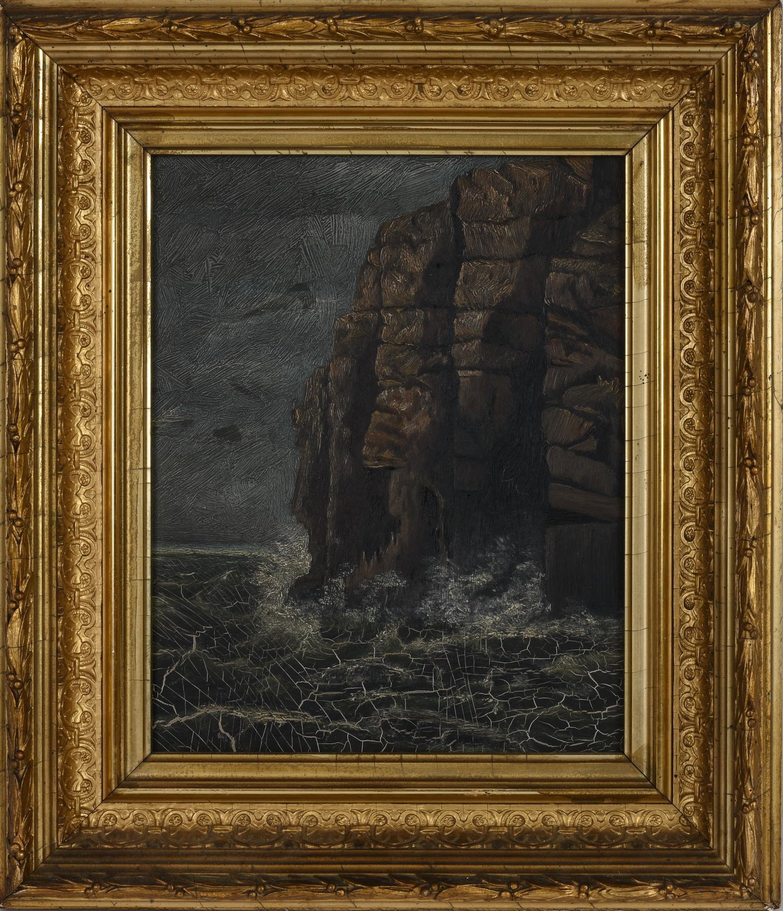 Crashing Waves and Surf, American School, 19th Century.: Oil on board, 9.5 x 7.25 inches, sight, in a period gilt frame.