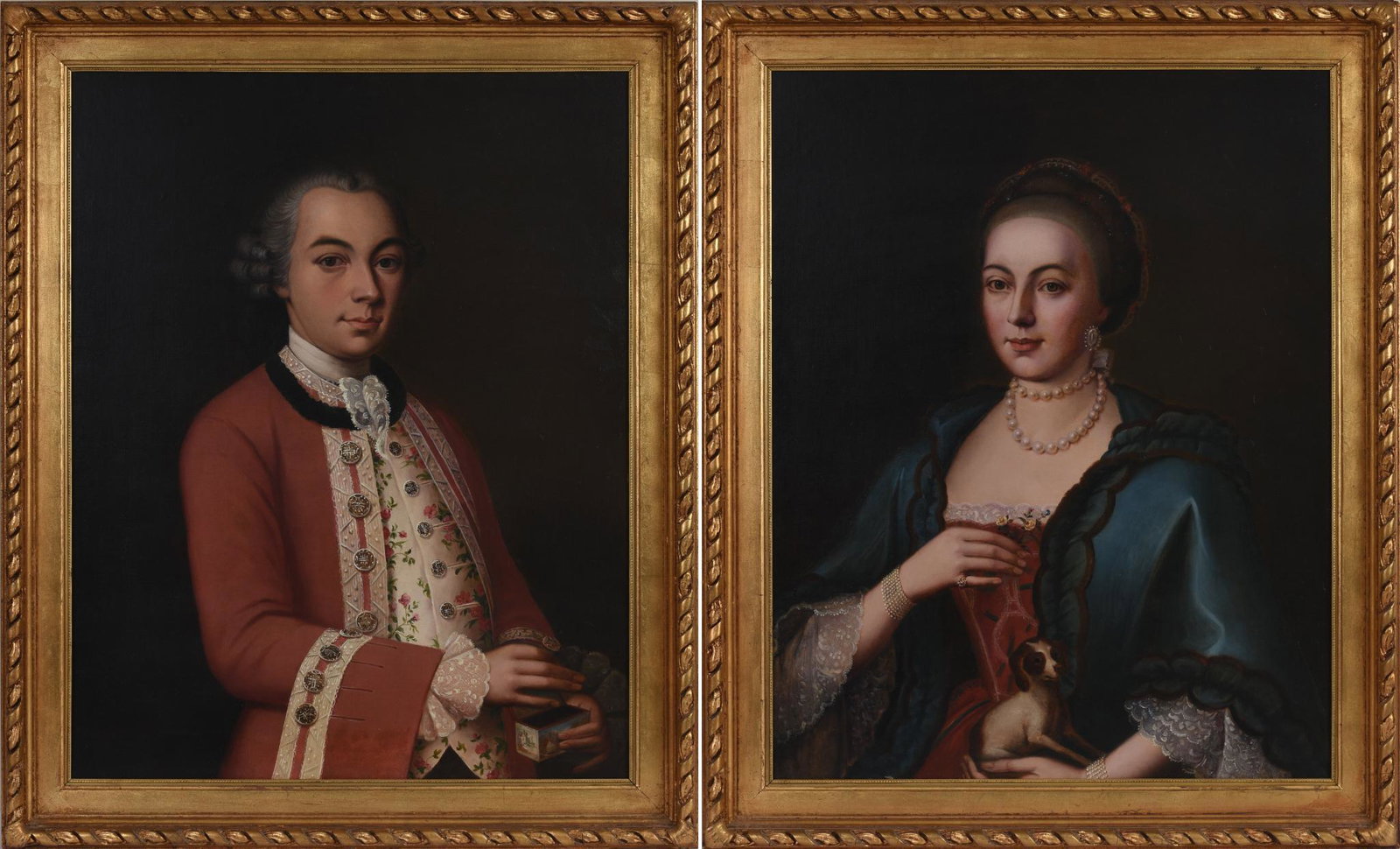 Pair of 18th Century Portraits.: Each oil on canvas, 33.5 x 26.5 inches. Re-stretched, cleaned, in later frames.