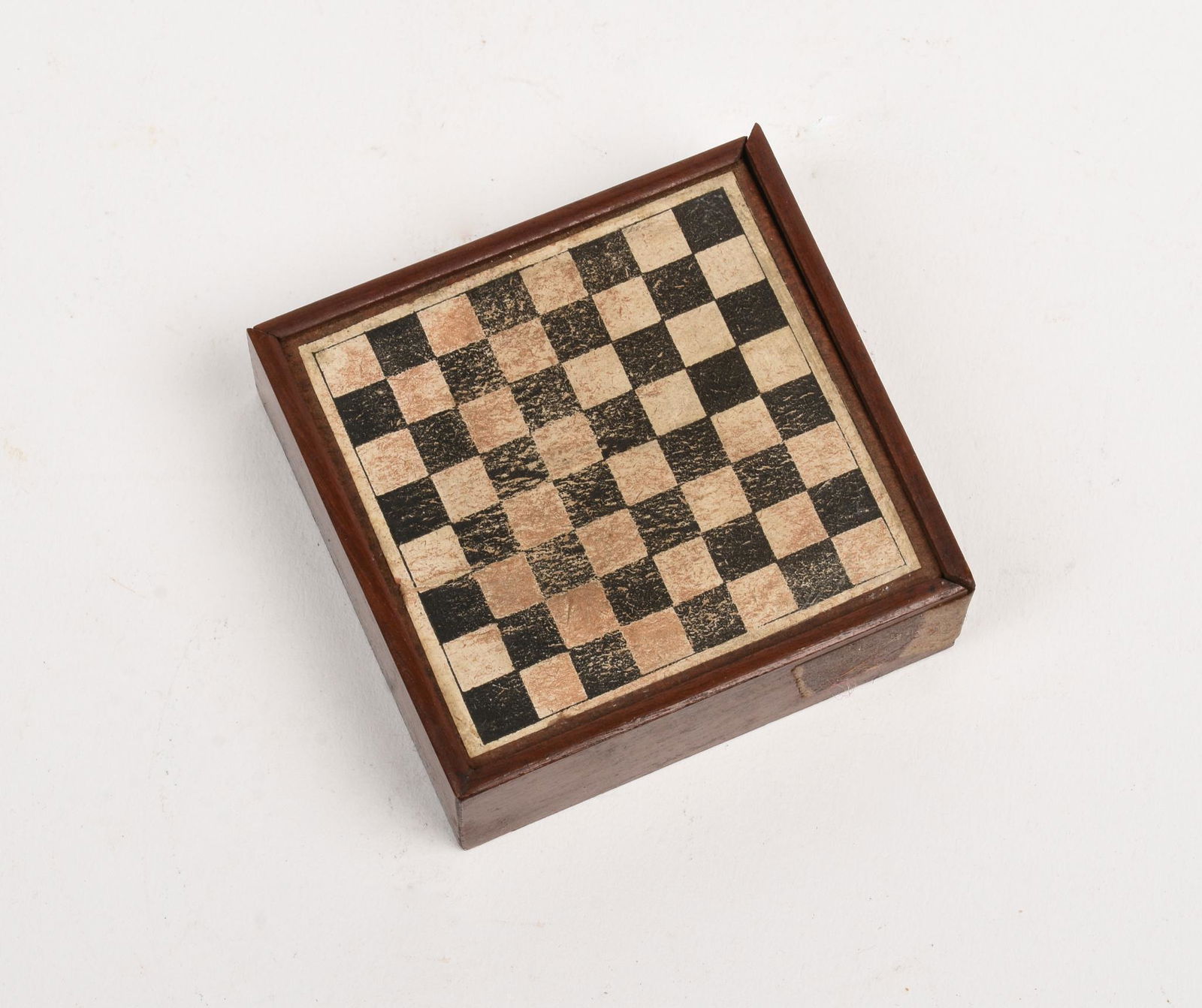 Miniature Chinese Chess Set.: With 26 carved chess pieces, box 2.25 x 2.375 x 0.75 inches.