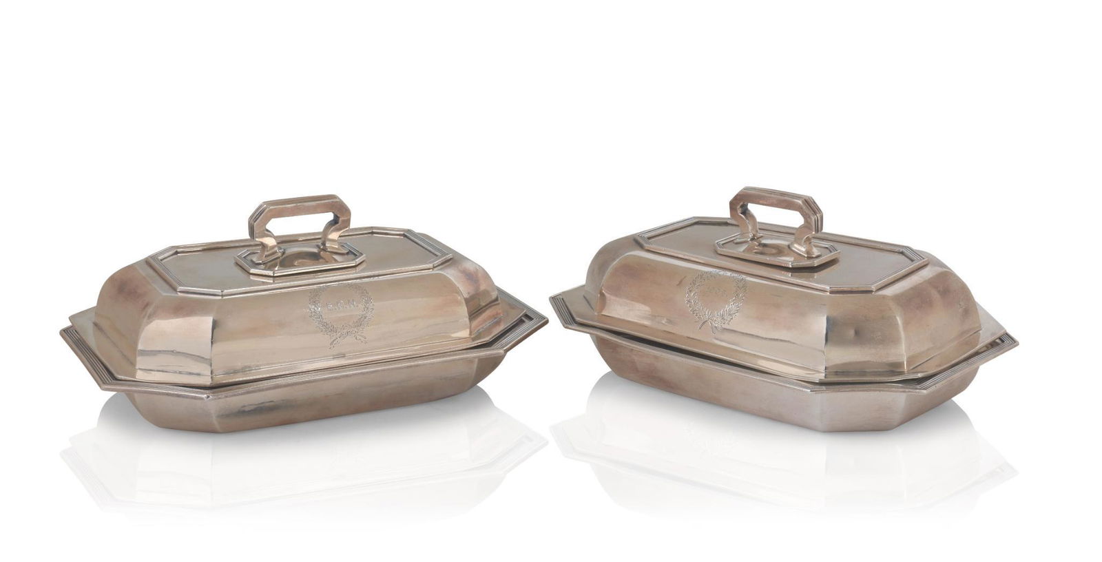 Pair of J.E. Caldwell Sterling Silver Covered Vegetable Dishes. (1 of 5)