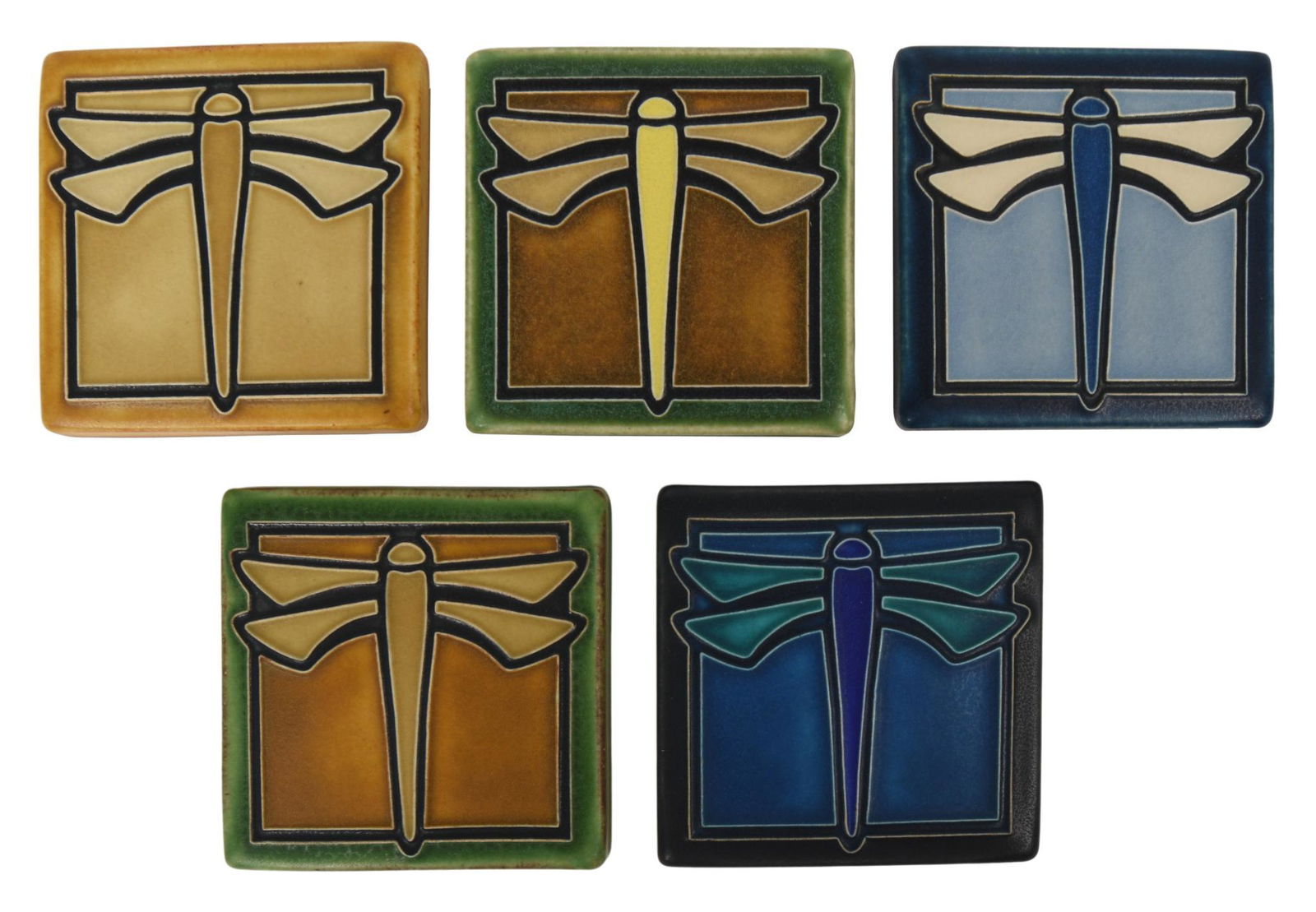 Five Motawi Tile Works Dragonfly Tiles. (1 of 3)