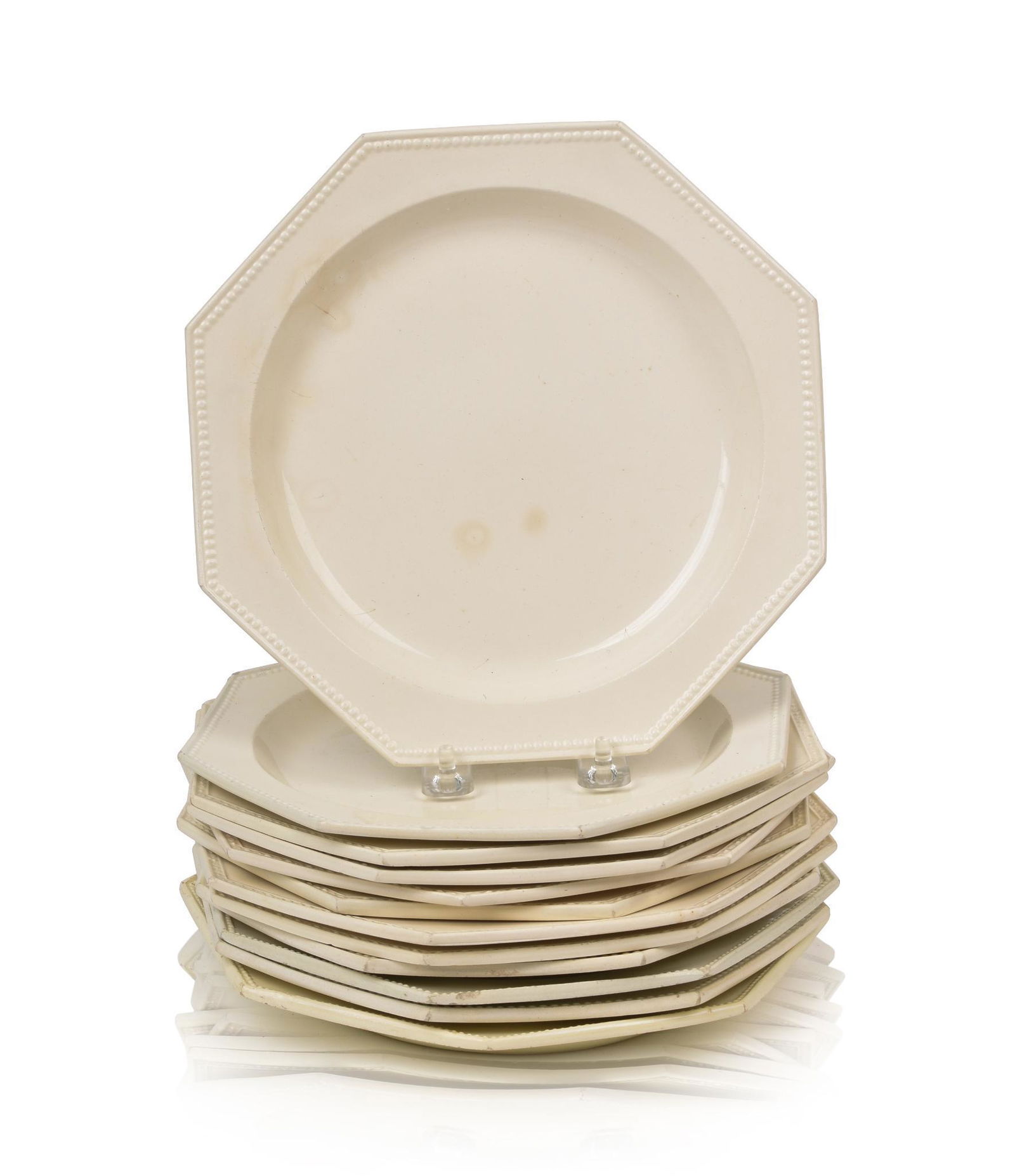 Twelve Octagonal Creamware Plates and Bowls. (1 of 5)