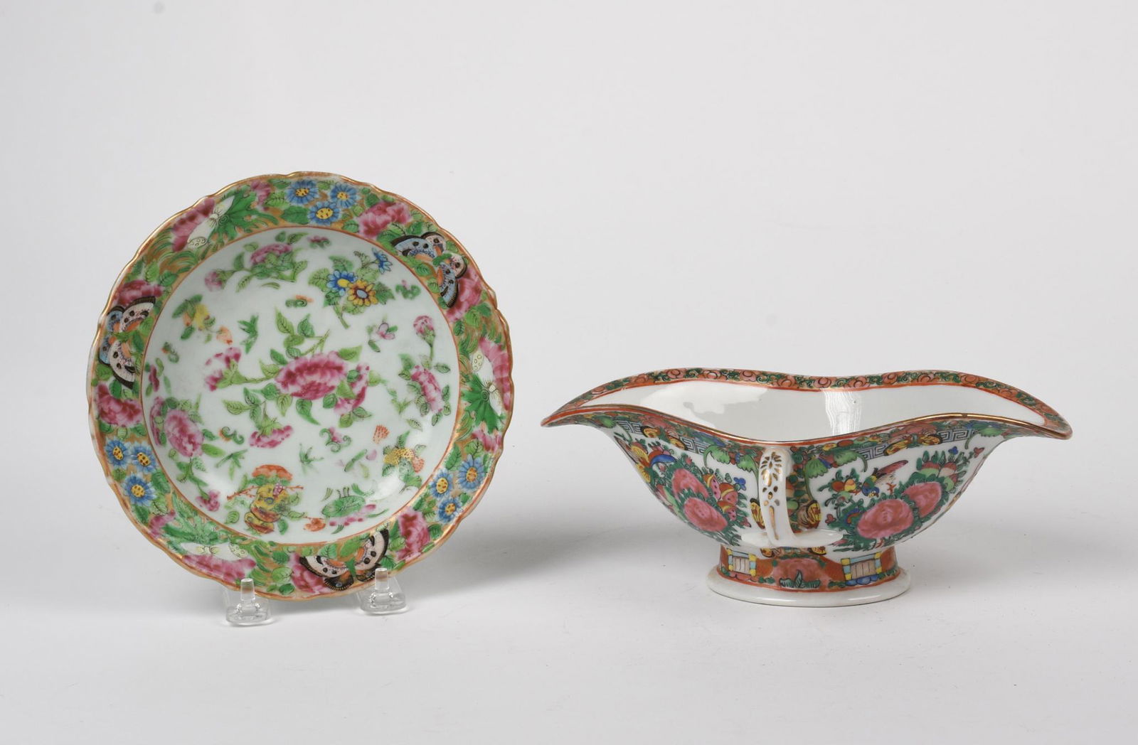 Two Pieces Chinese Rose Medallion Porcelain. (1 of 3)