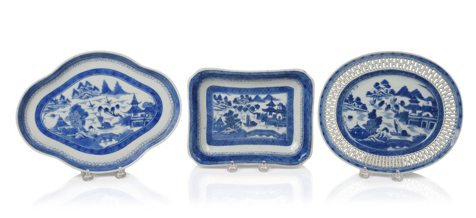 Three Chinese Canton Porcelain Trays. (1 of 3)