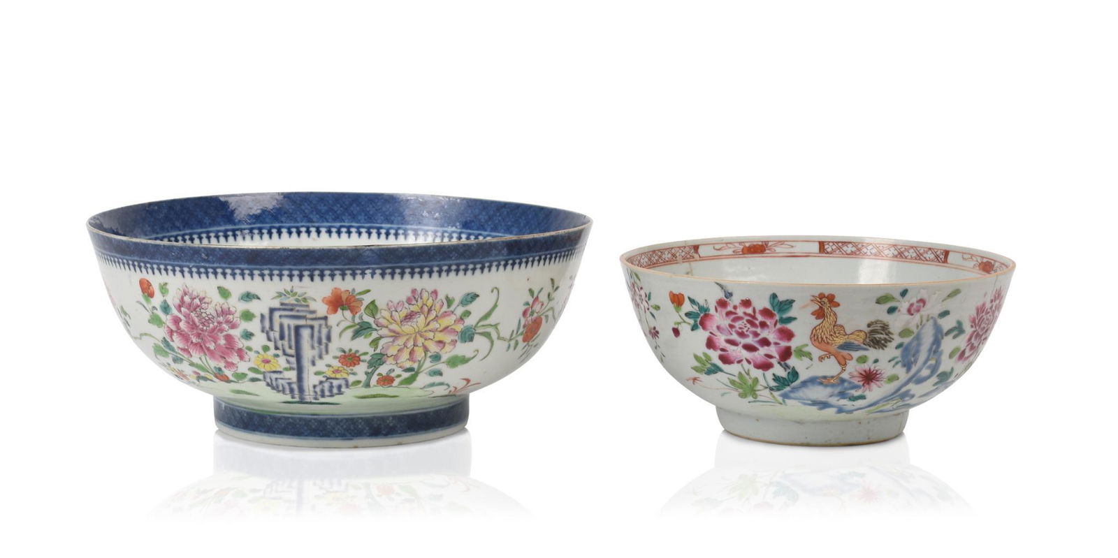 Two Chinese Export Porcelain Famille Rose Punch Bowls. (1 of 4)