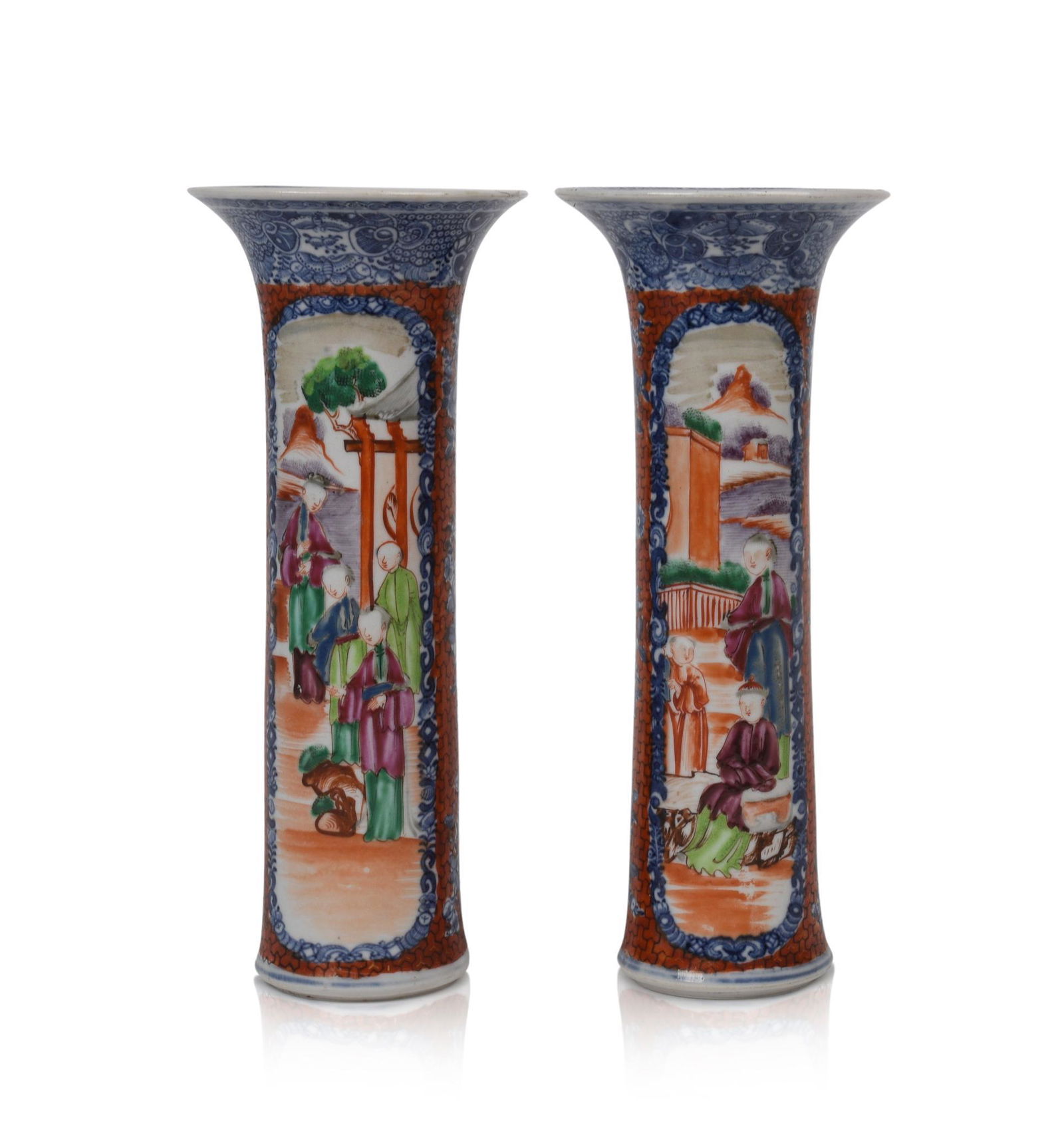 Pair of Chinese Export Porcelain Mandarin Palette Vases. (1 of 5)