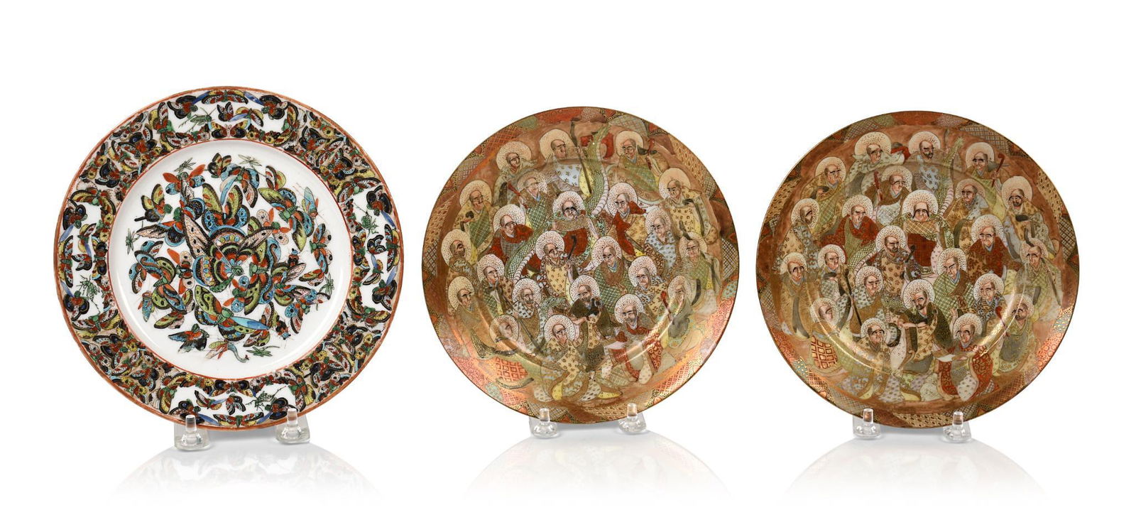 Pair of Satsuma Immortals Plates. (1 of 3)