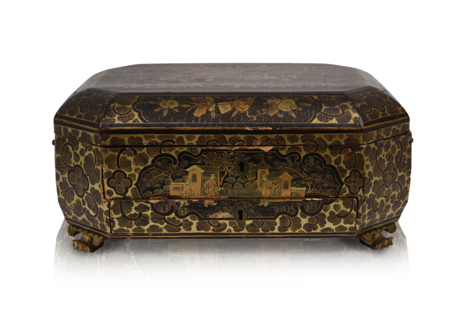 Chinese Export Lacquer Sewing Box. (1 of 6)
