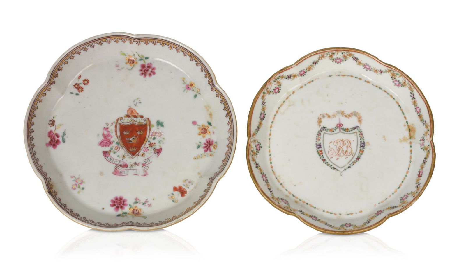 Two Chinese Export Porcelain Armorial Stands. (1 of 3)