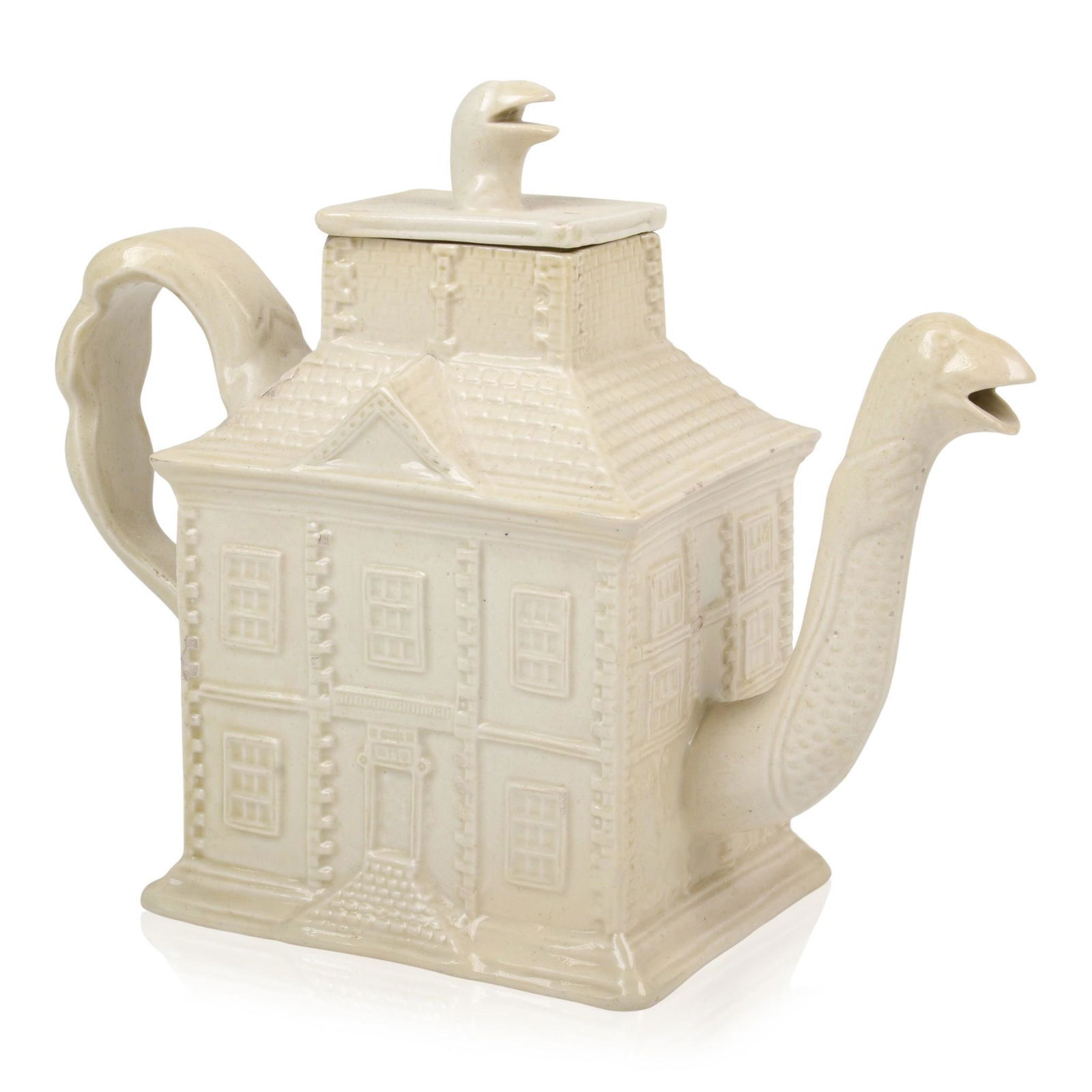 Staffordshire Saltglaze Stoneware 'House' Teapot. (1 of 4)