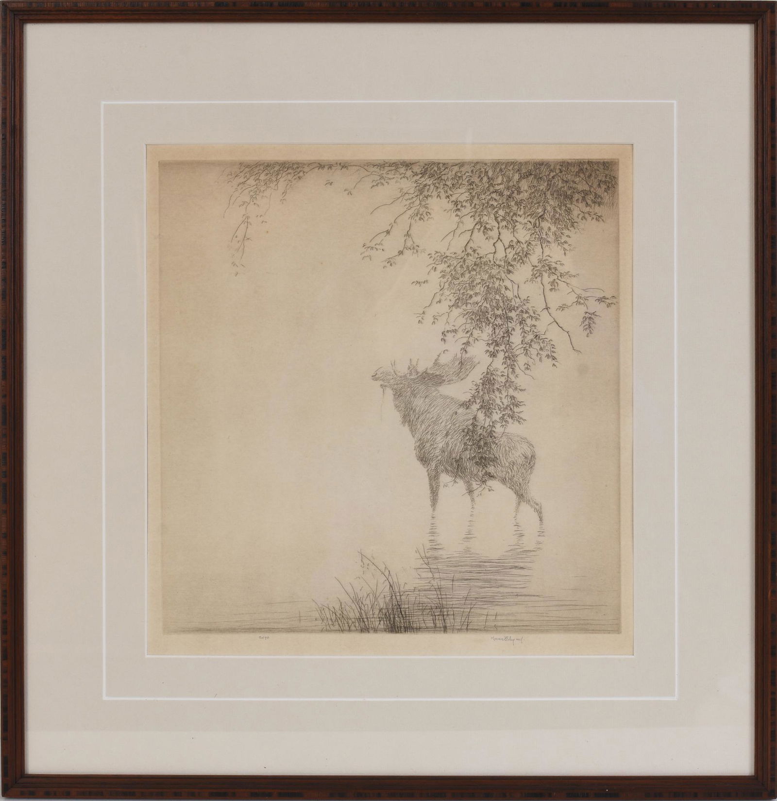 Kerr Eby Etching, Shadows on the Agawa. (1 of 3)