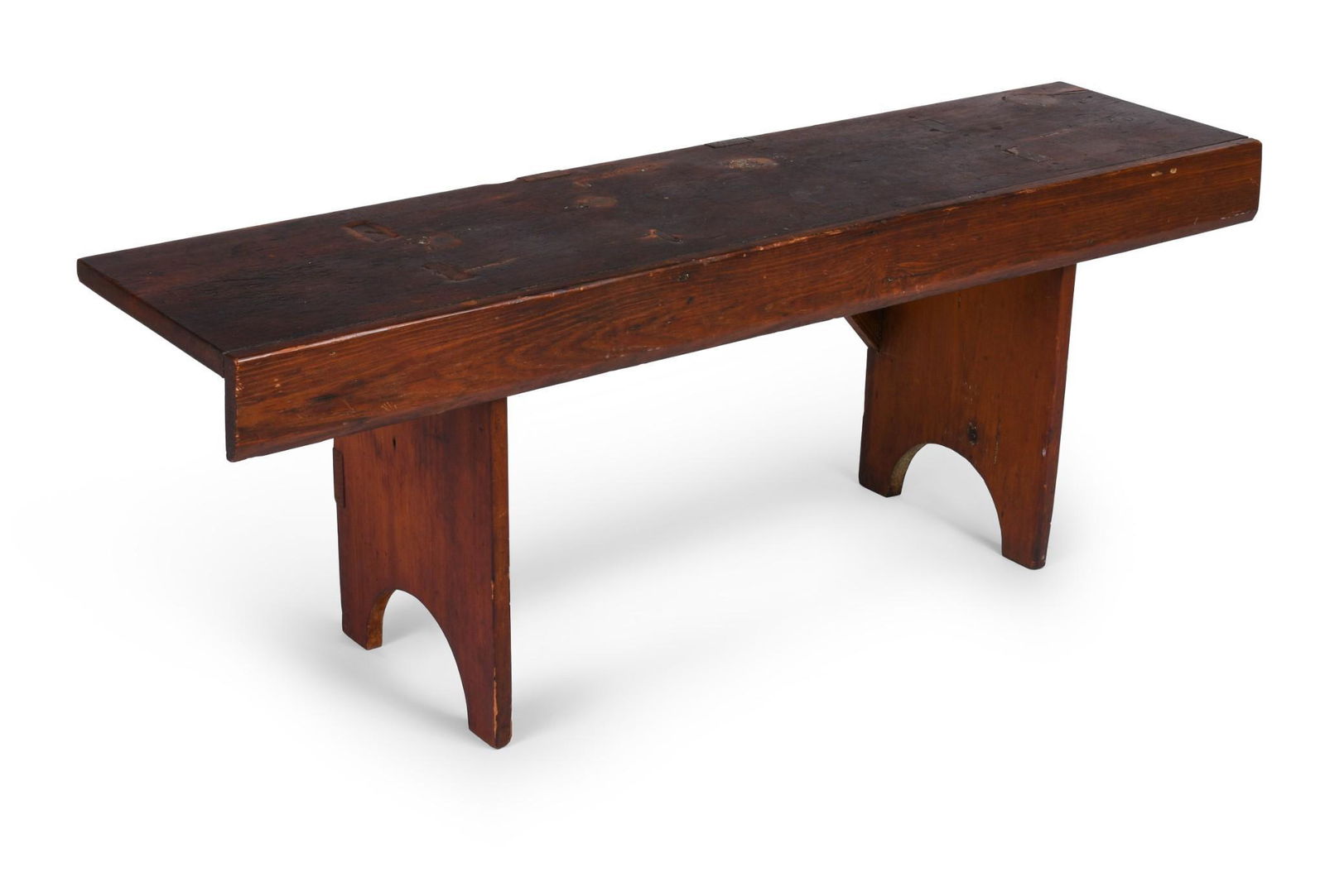 New England Pine Bench in Red Paint. (1 of 3)