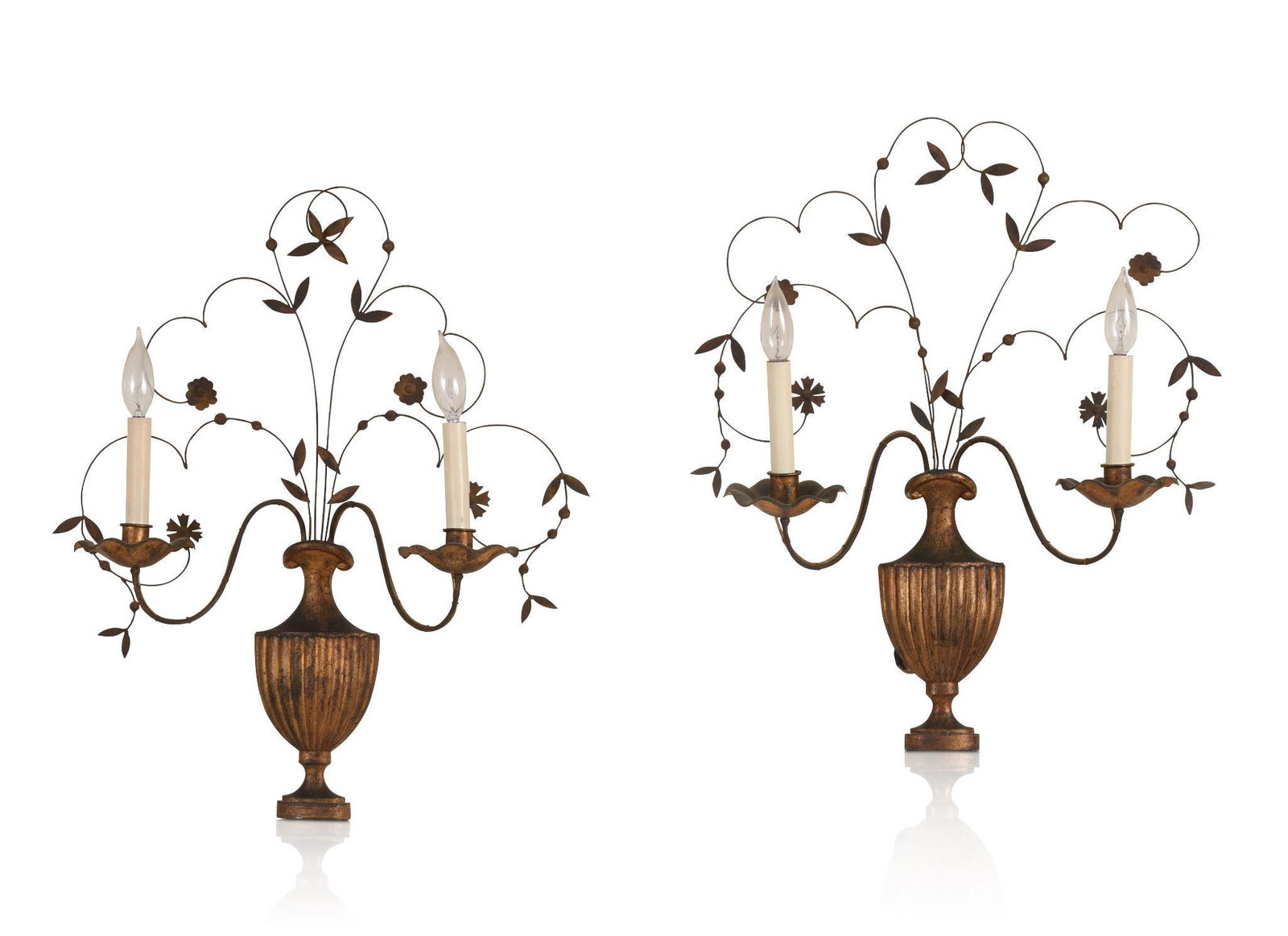 Pair of Urn Form Two Light Wall Sconces. (1 of 2)