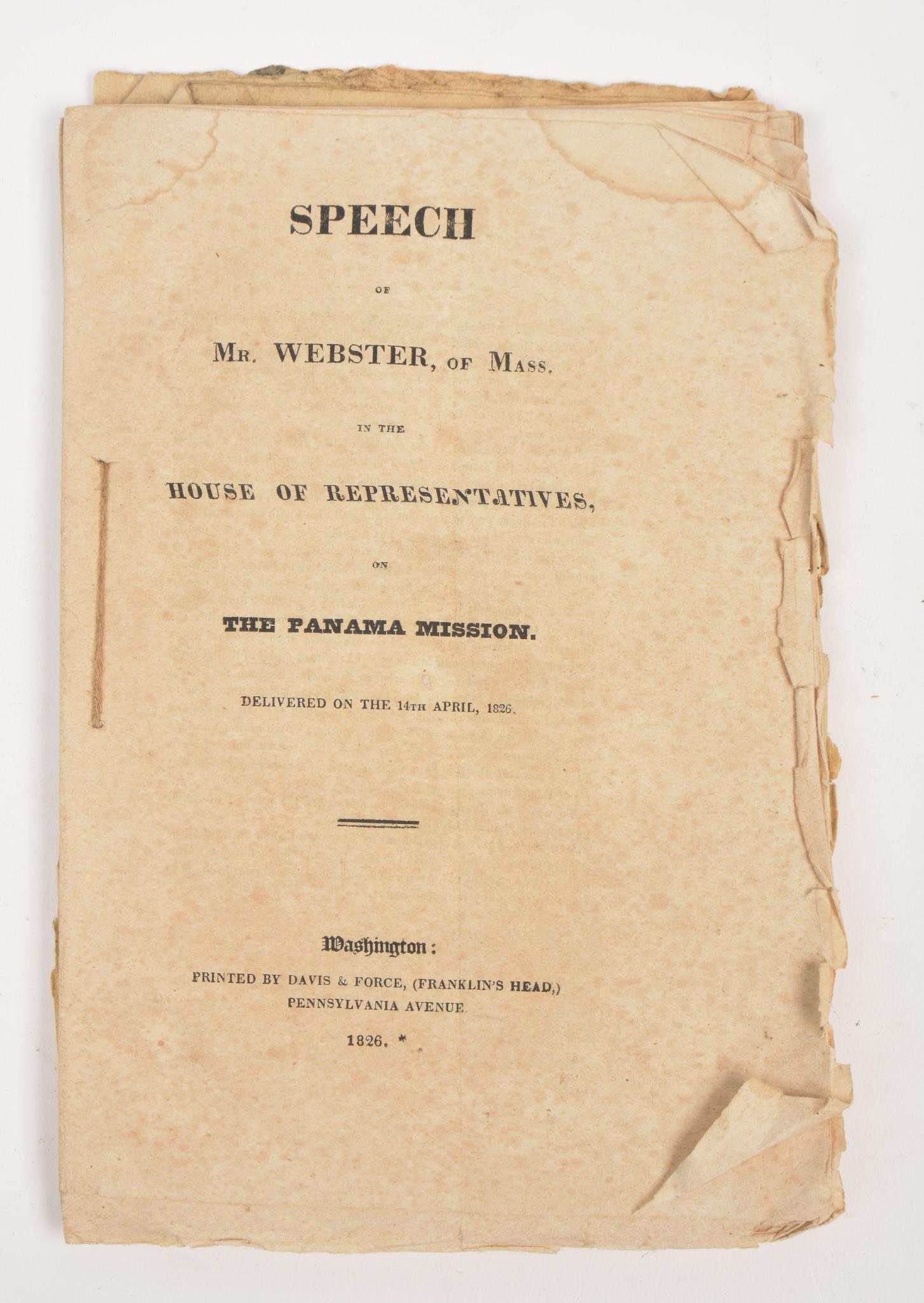 Two Daniel Webster Speech Pamphlets. (1 of 3)