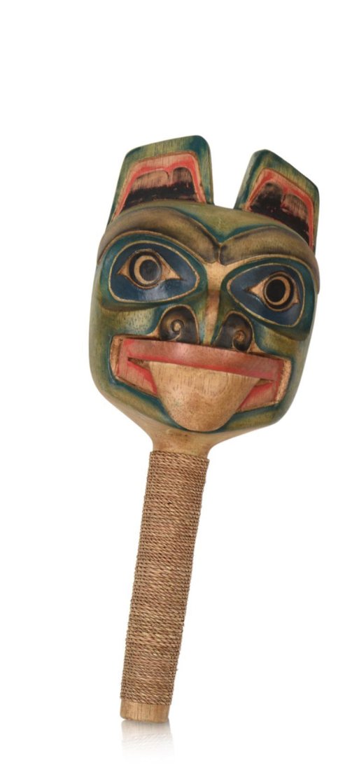 Pacific Northwest Carved Wooden Ceremonial Rattle. (1 of 3)