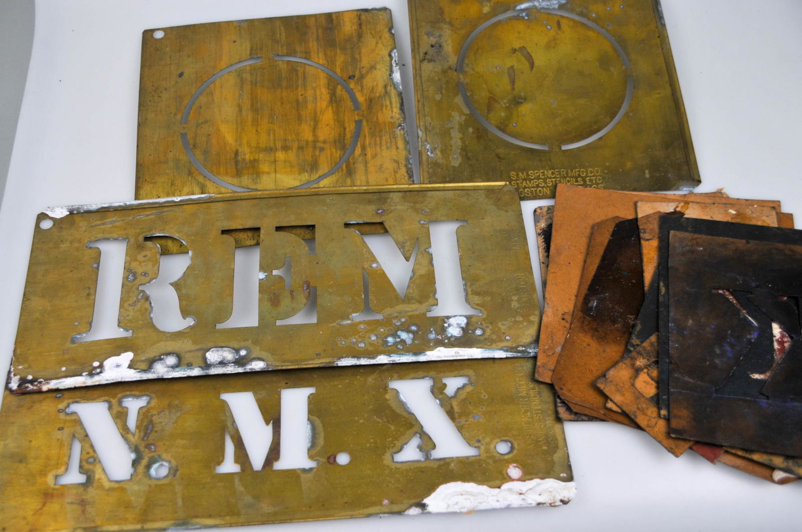 EARLY S.M.SPENCER MFG. BRASS STENCIL LOT (1 of 4)
