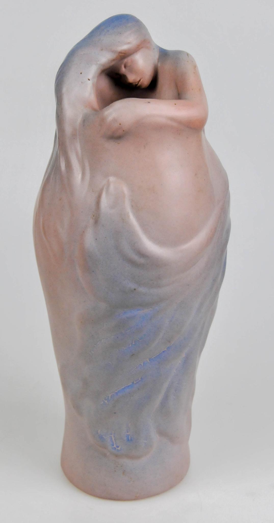 VAN BRIGGLE LORELEI FEMALE FIGURE VASE PURPLE PINK (1 of 5)