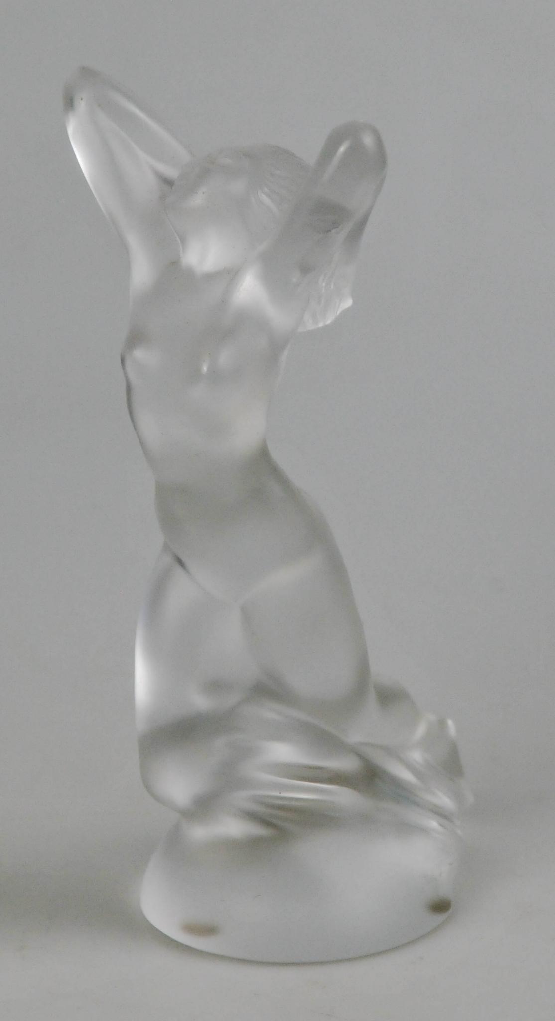 LALIQUE CRYSTAL NUDE FEMALE VITESSE FIGURE: 7 1/4" tall