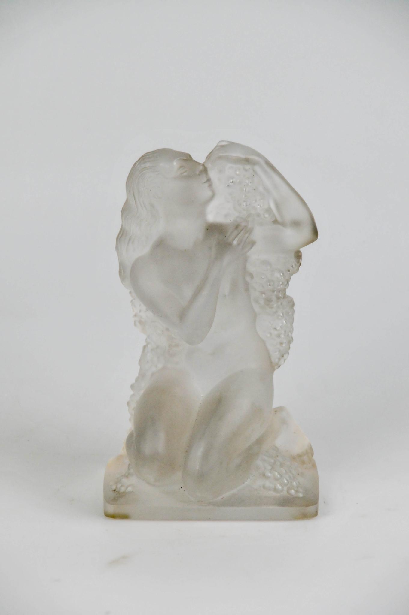 LALIQUE CRYSTAL NUDE FEMALE SUMMER FIGURE: From 4 seasons series. just over 7 3/4" tall. base 4 5/8" by 3 1/8". very minor scuff on chin.