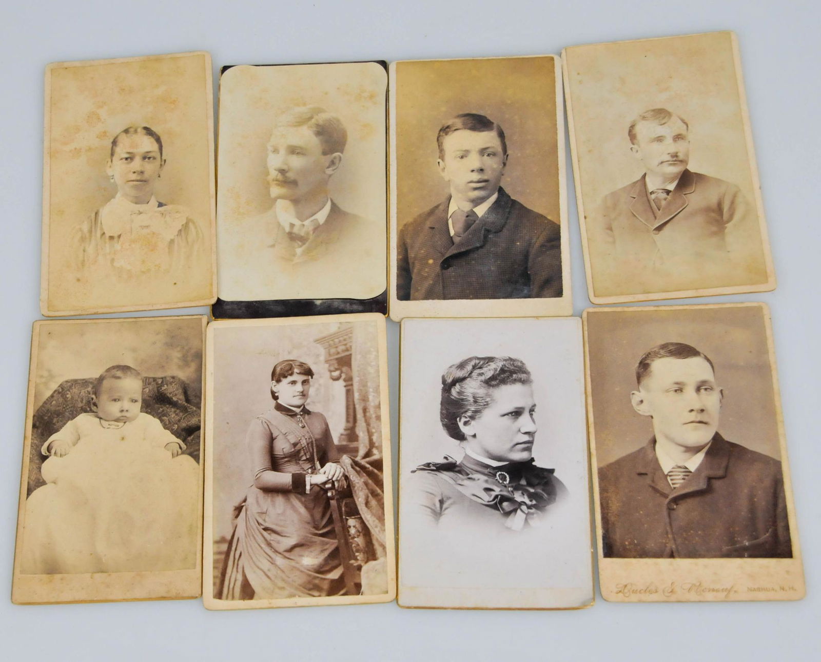 8 ANTIQUE CDV NEW HAMPSHIRE MALE FEMALE PORTRAIT LOT (1 of 2)