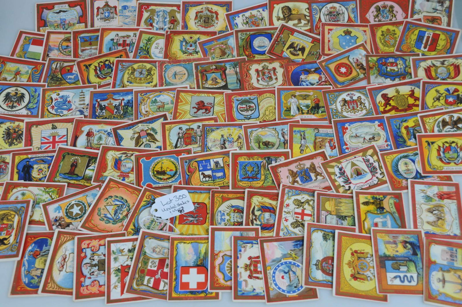 90 EARLY HELMAR CIGARETTE TOBACCO CARD SEALS OF US & COATS ARM SERIES (1 of 8)