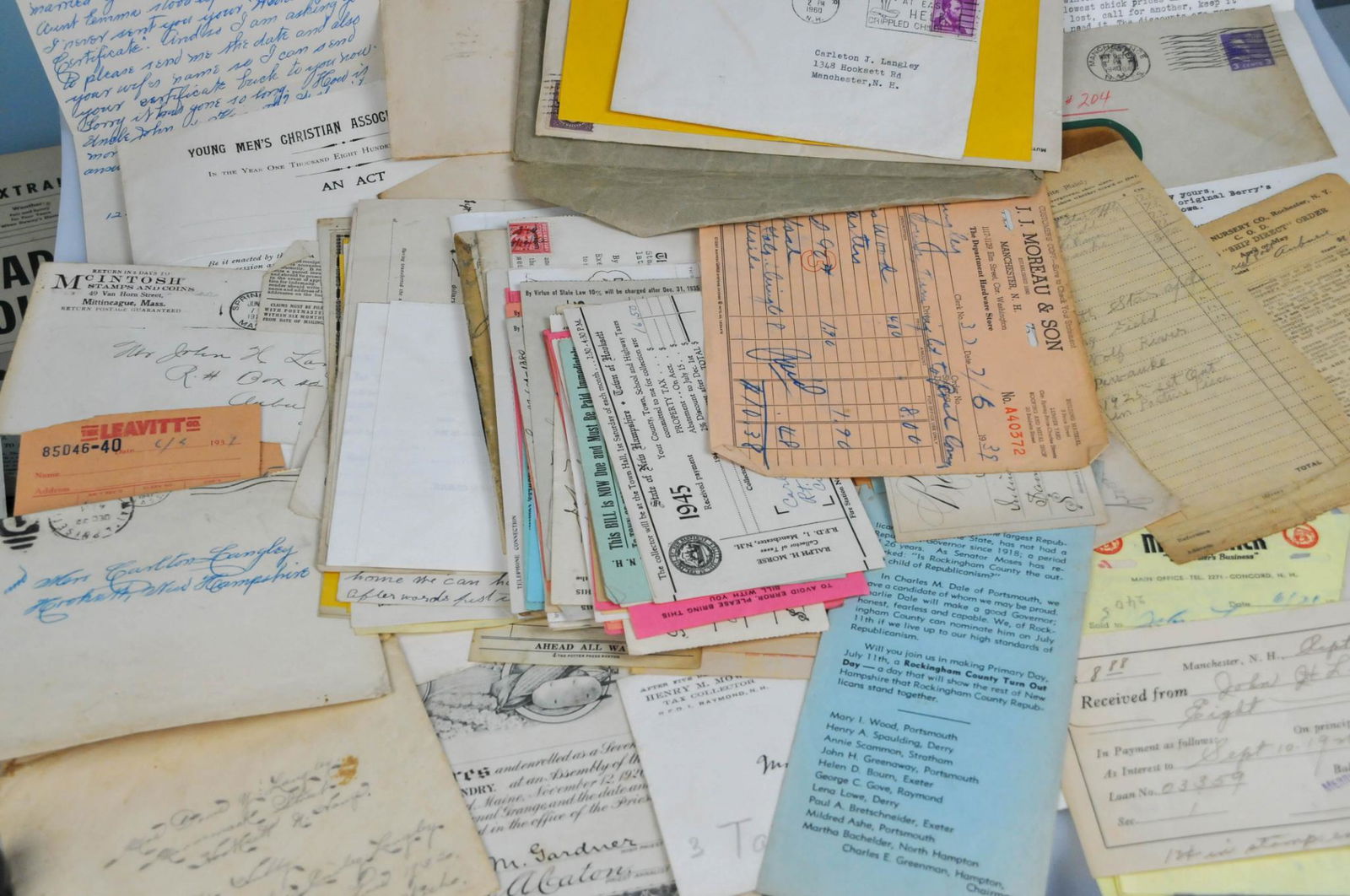 VINTAGE ANTIQUE PAPER EPHEMERA RECEIPT LETTER MIX LOT (1 of 7)