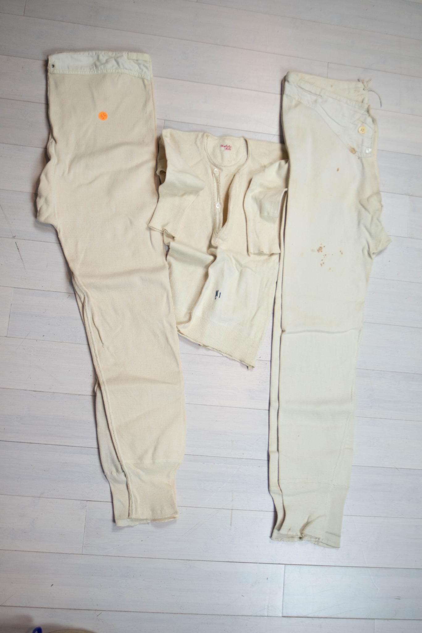 ANTIQUE EARLY SWEATER FROM WINCHESTER MILLS AND EARLY UNDERPANTS: Kid's early sweater and larger pants