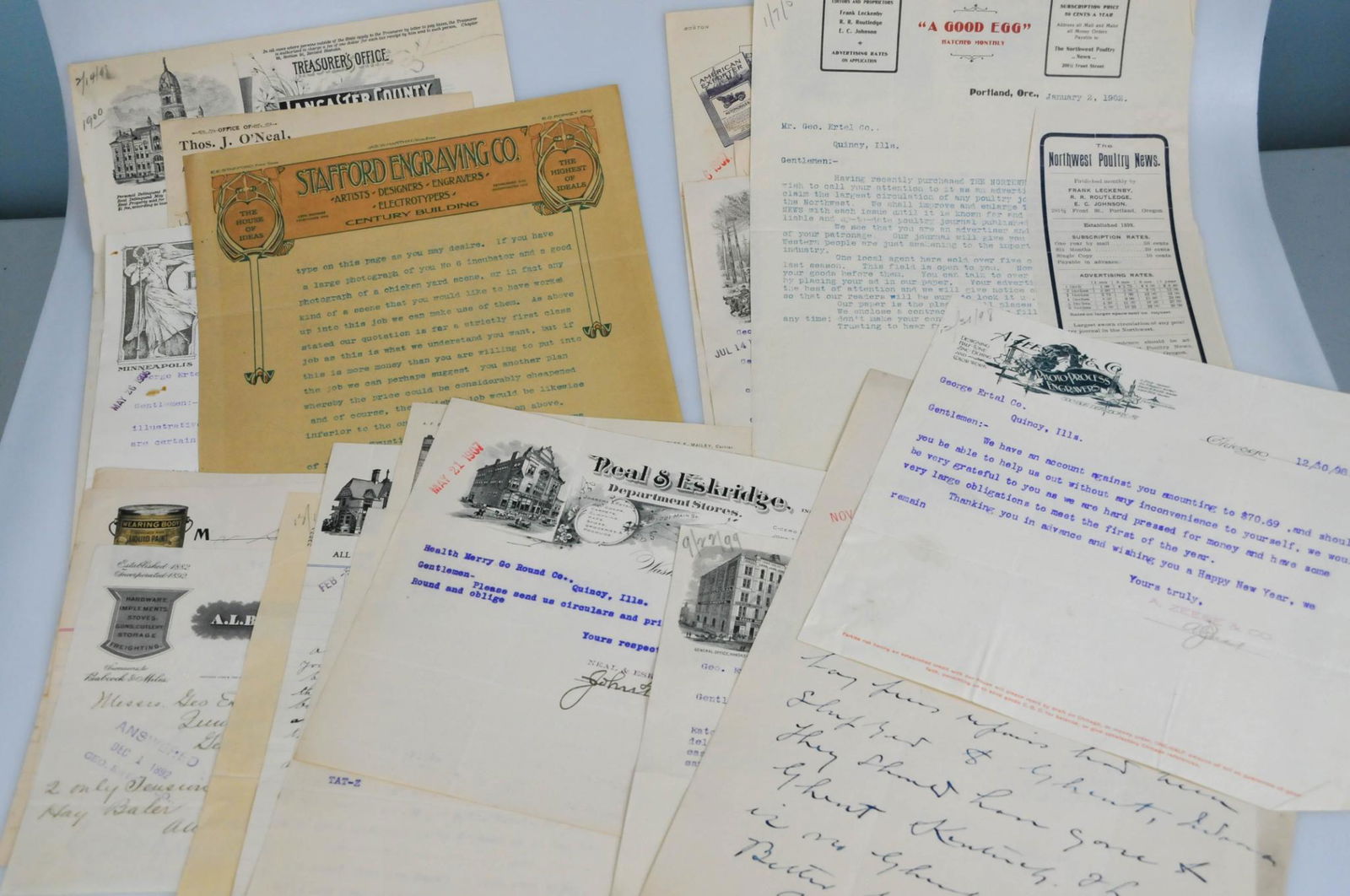 LATE 19TH EARLY 20TH CENTURY BUSINESS LETTER LOT TO GEORGE ERTEL CO (1 of 5)