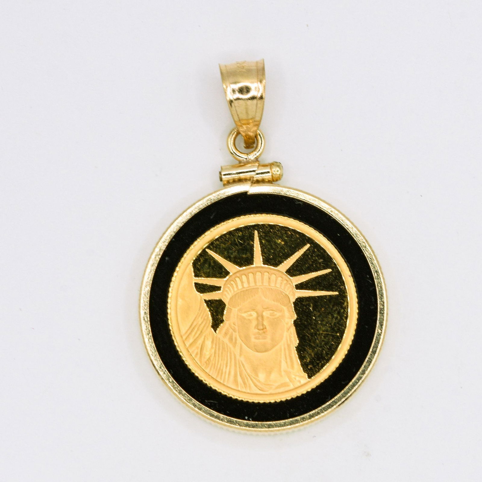 Lady Liberty Coin set in Black Onyx Pendant (1 of 2)