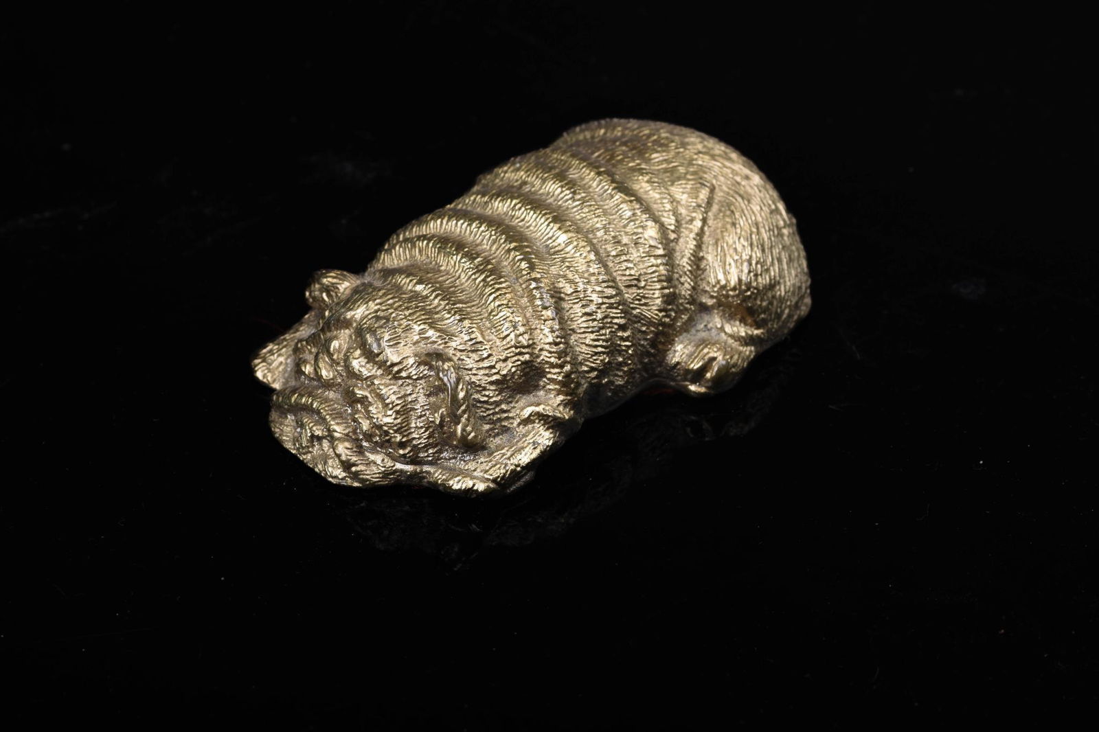 Sleeping Pug Dog Silvered Bronze Paperweight Sculpture. (1 of 2)