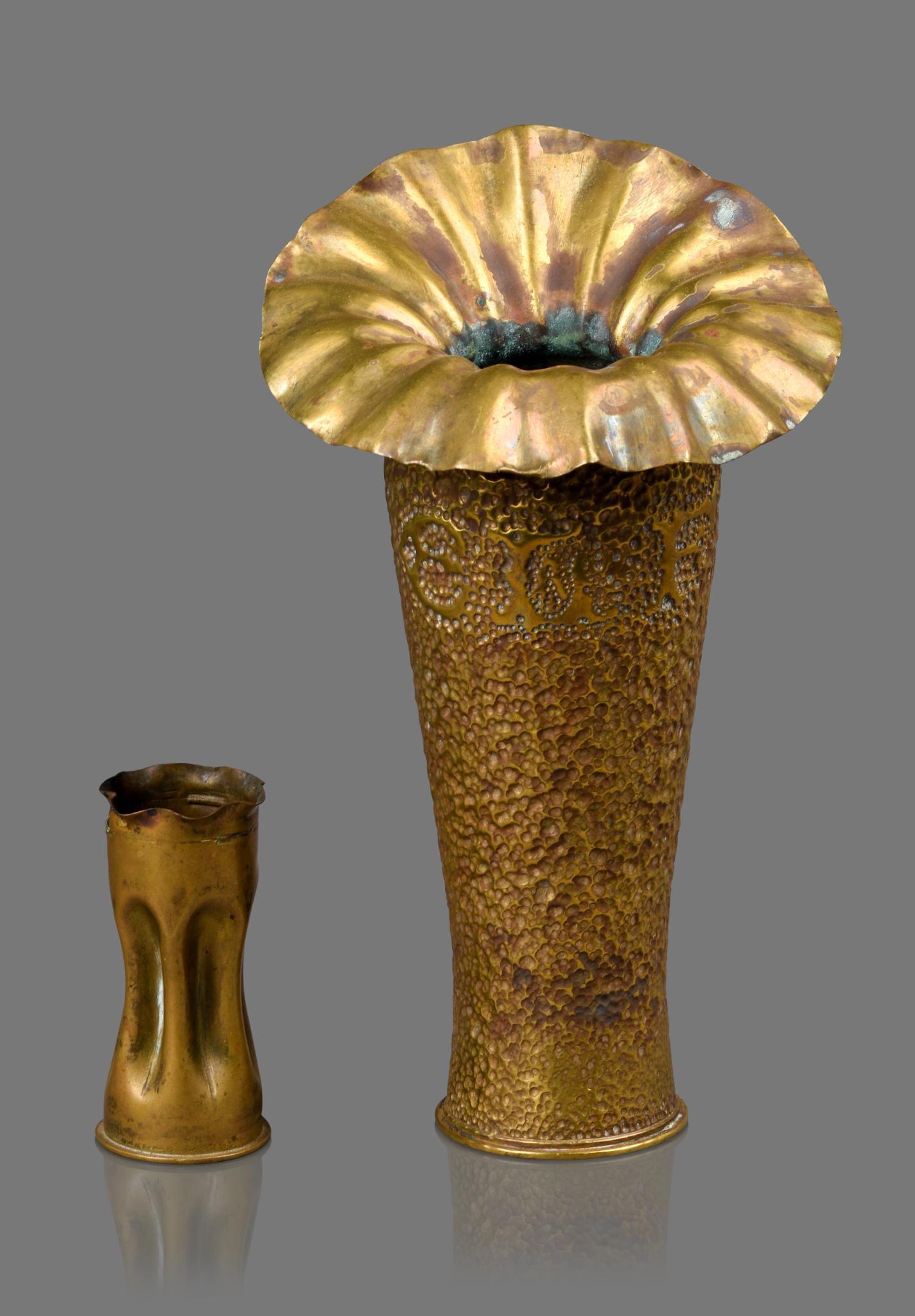 Two Trench Art Vases.: Heights 3.5 and 9.5 inches.