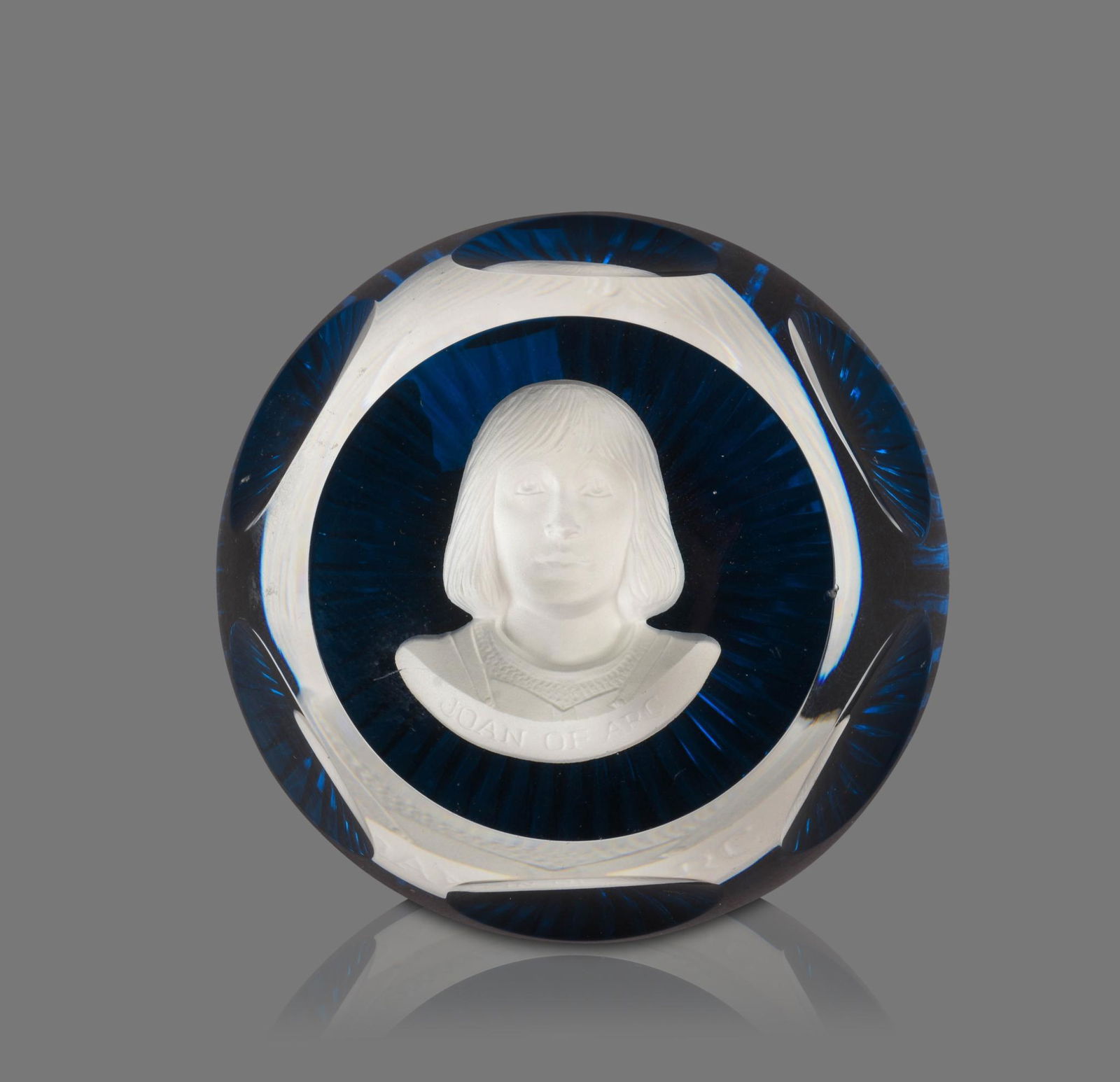 Baccarat Joan of Arc Sulfide Glass Paperweight. (1 of 2)